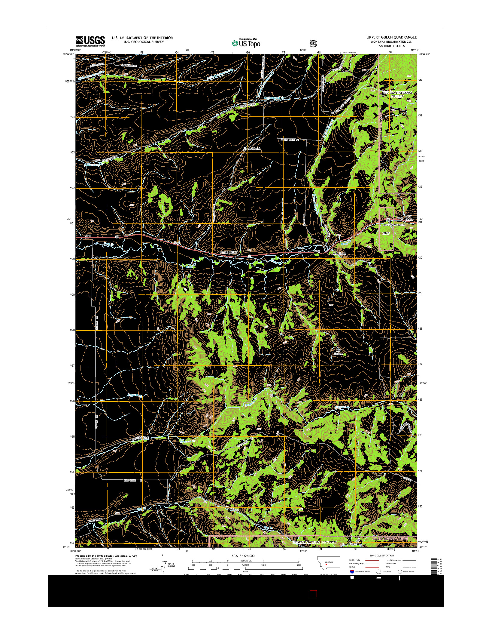 USGS US TOPO 7.5-MINUTE MAP FOR LIPPERT GULCH, MT 2014
