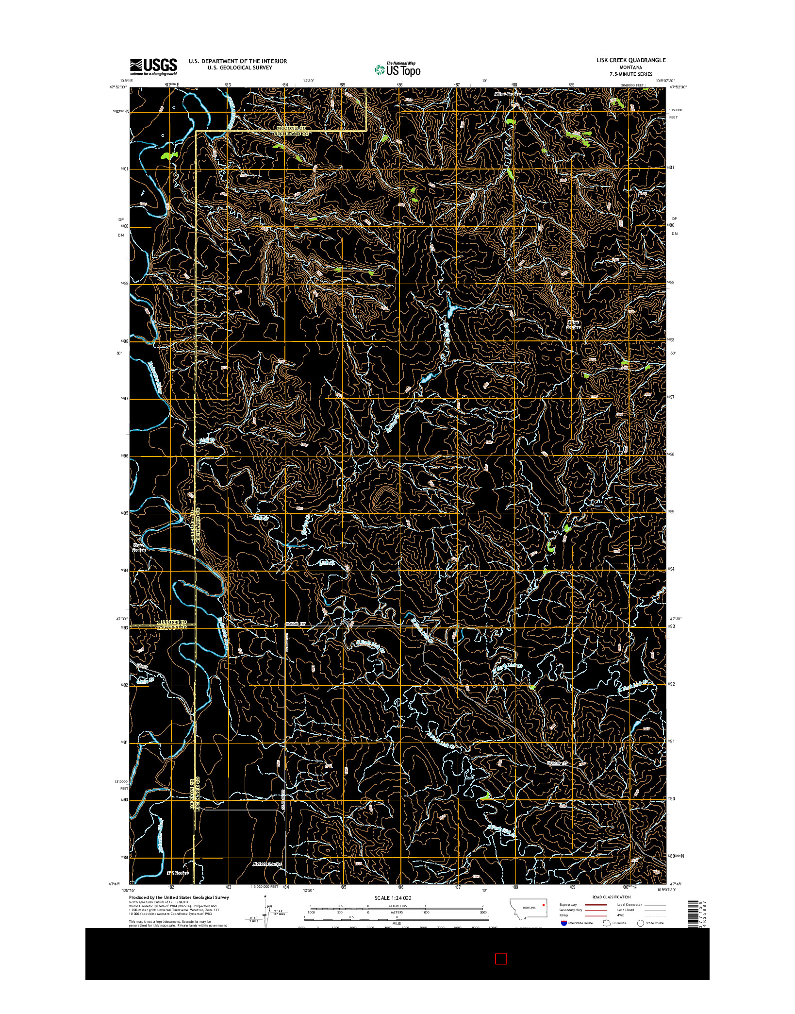 USGS US TOPO 7.5-MINUTE MAP FOR LISK CREEK, MT 2014