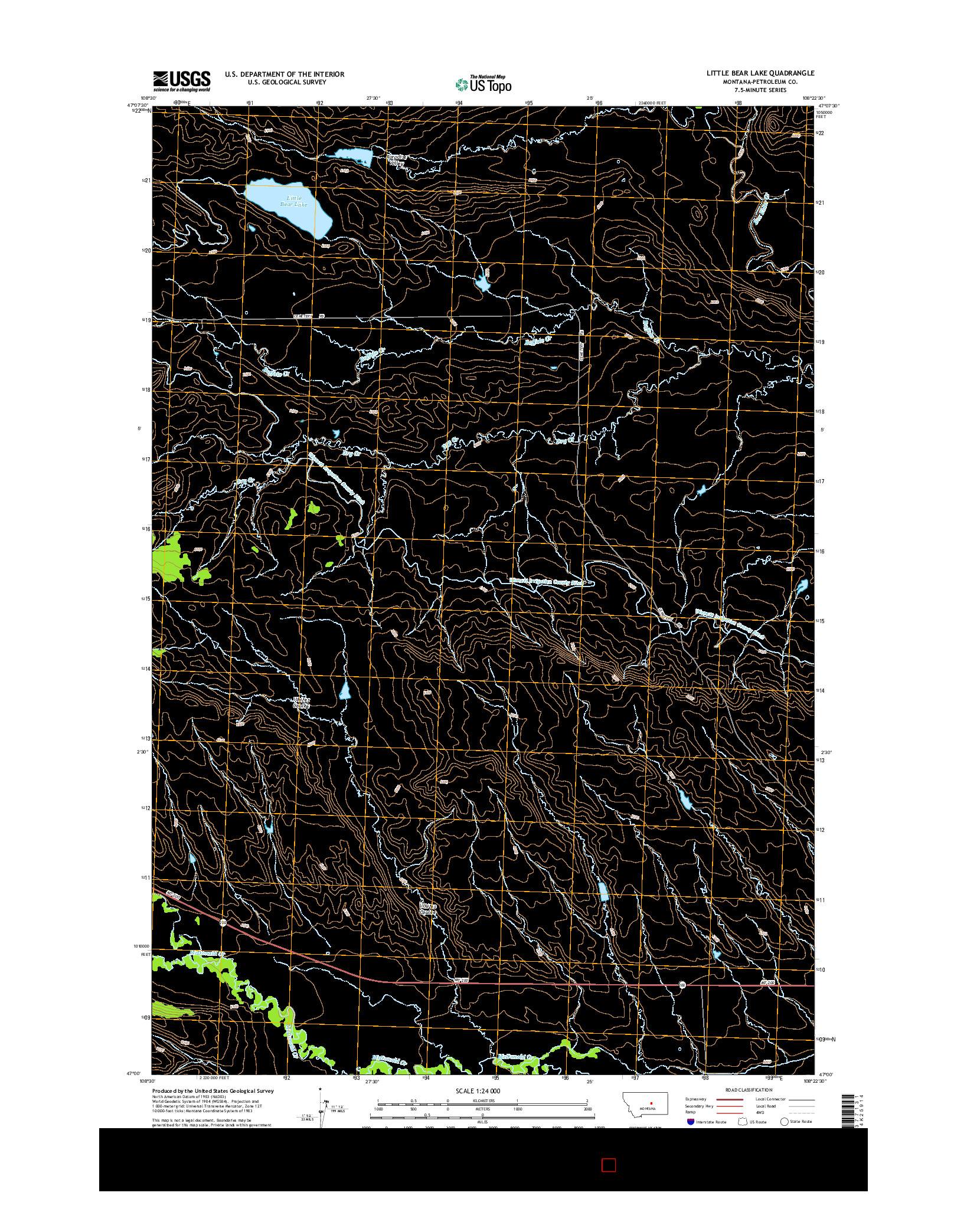 USGS US TOPO 7.5-MINUTE MAP FOR LITTLE BEAR LAKE, MT 2014