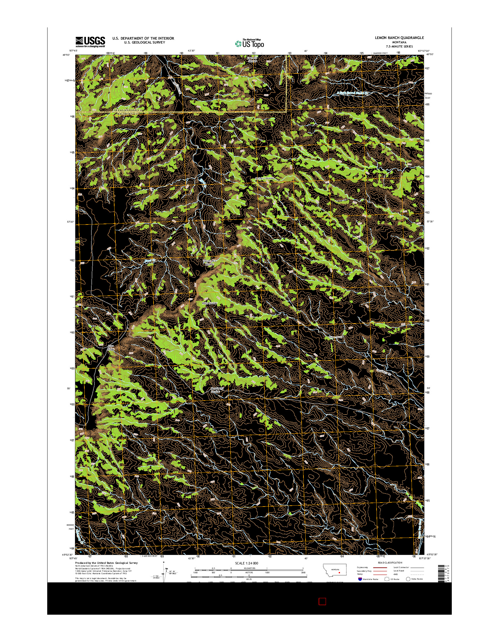 USGS US TOPO 7.5-MINUTE MAP FOR LEMON RANCH, MT 2014