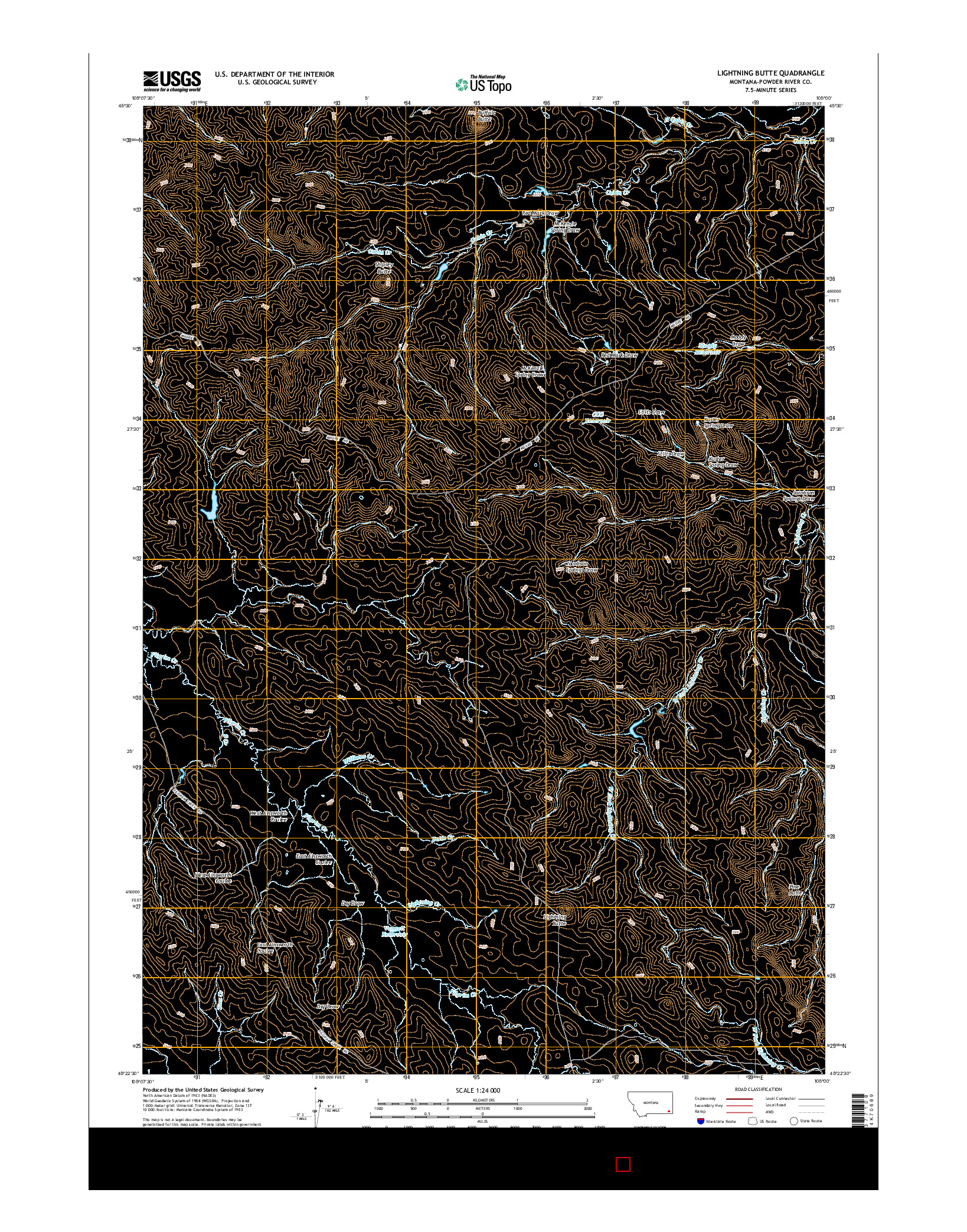 USGS US TOPO 7.5-MINUTE MAP FOR LIGHTNING BUTTE, MT 2014