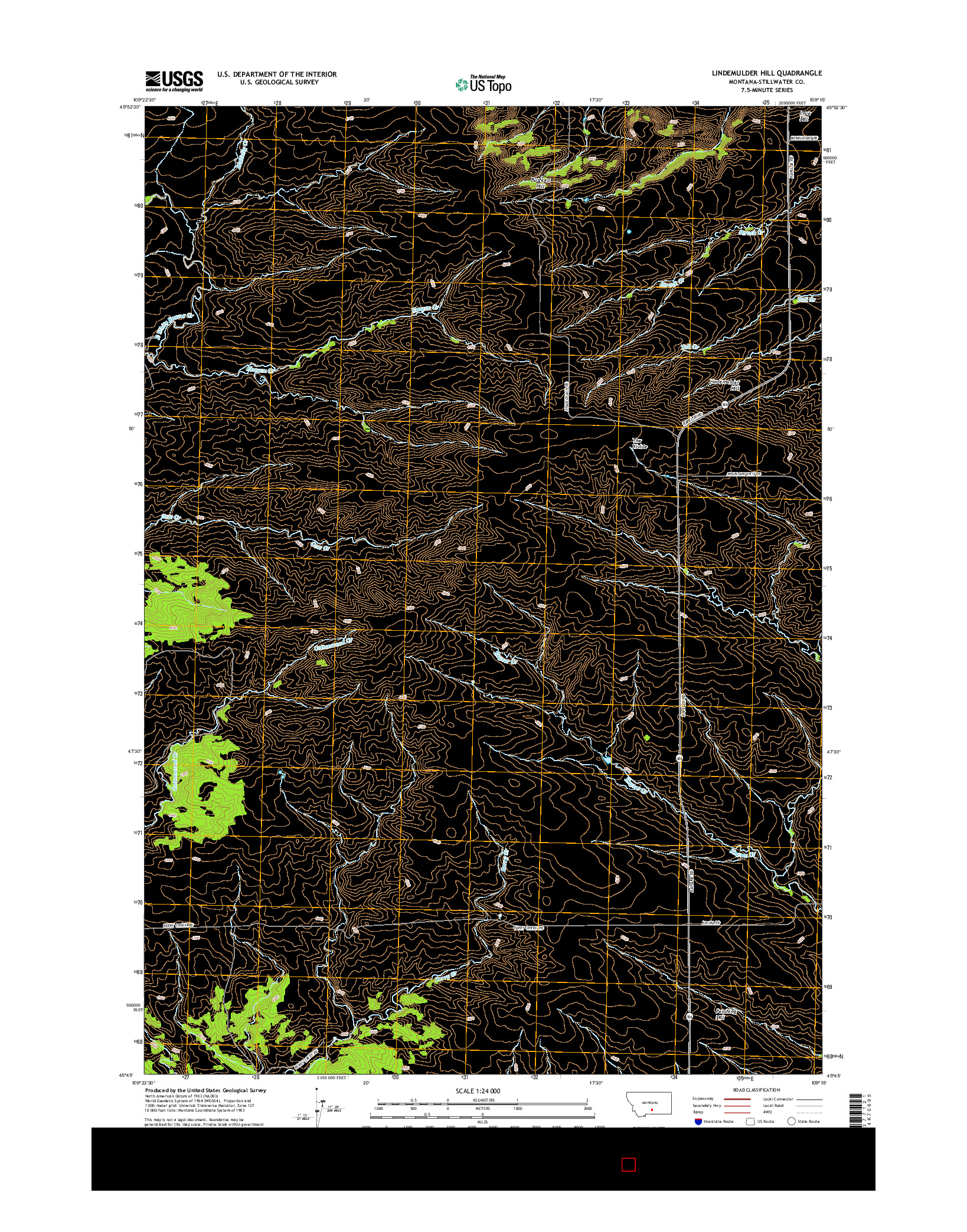 USGS US TOPO 7.5-MINUTE MAP FOR LINDEMULDER HILL, MT 2014