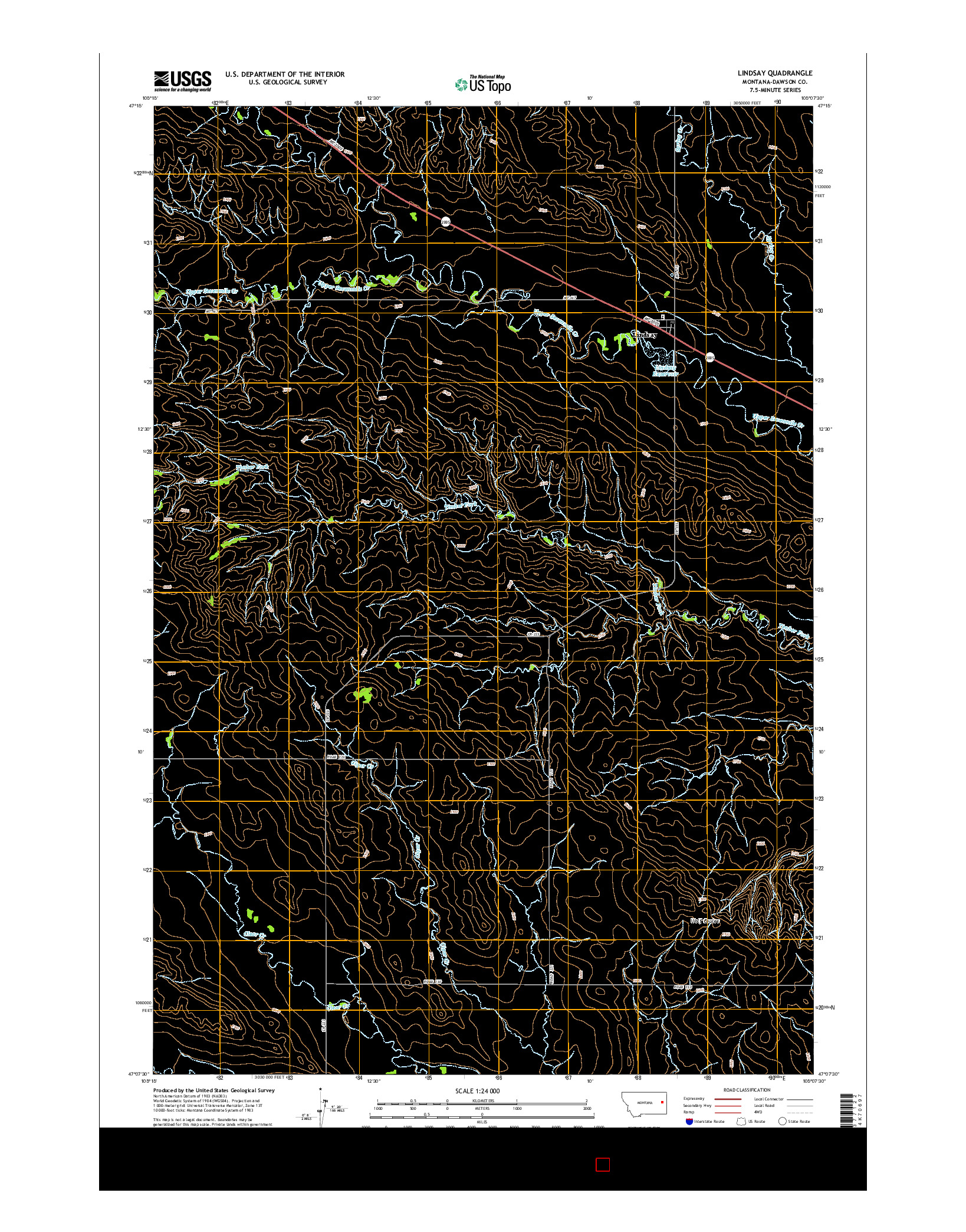 USGS US TOPO 7.5-MINUTE MAP FOR LINDSAY, MT 2014