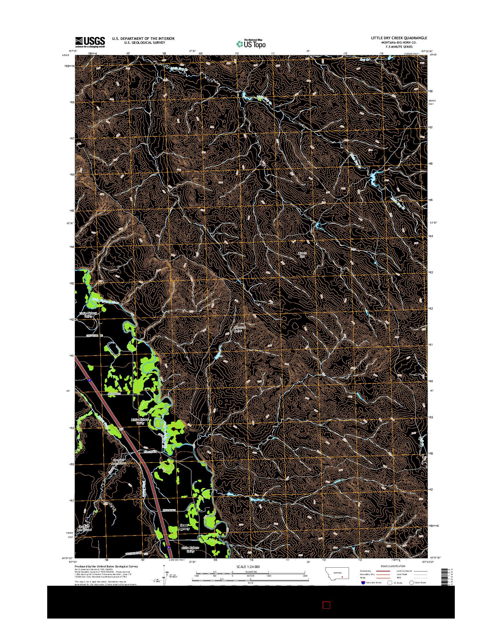 USGS US TOPO 7.5-MINUTE MAP FOR LITTLE DRY CREEK, MT 2014