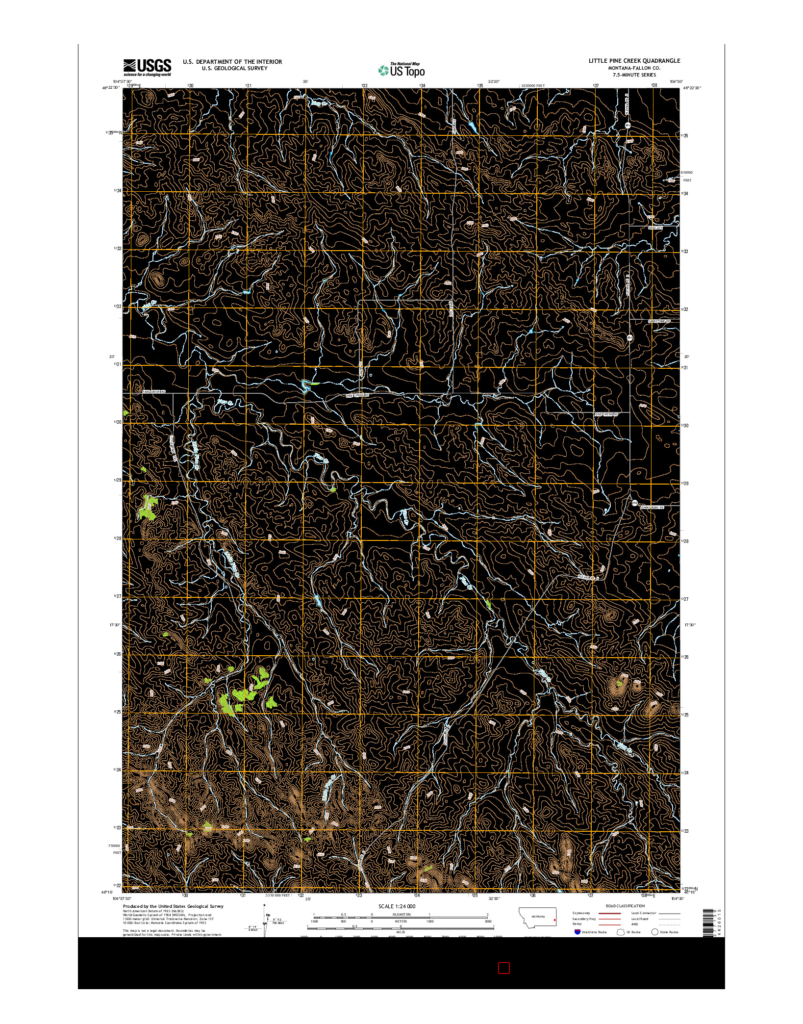 USGS US TOPO 7.5-MINUTE MAP FOR LITTLE PINE CREEK, MT 2014