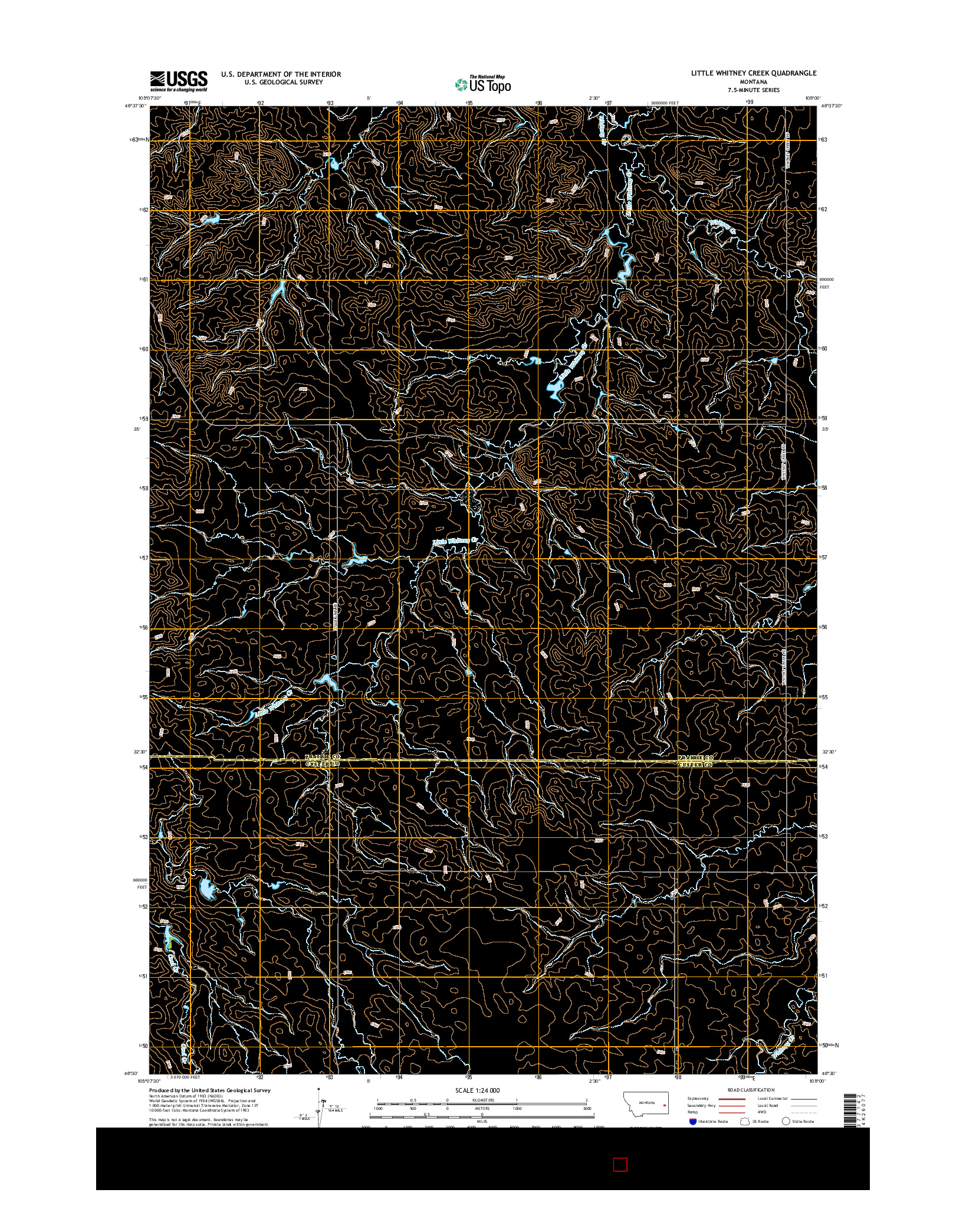 USGS US TOPO 7.5-MINUTE MAP FOR LITTLE WHITNEY CREEK, MT 2014