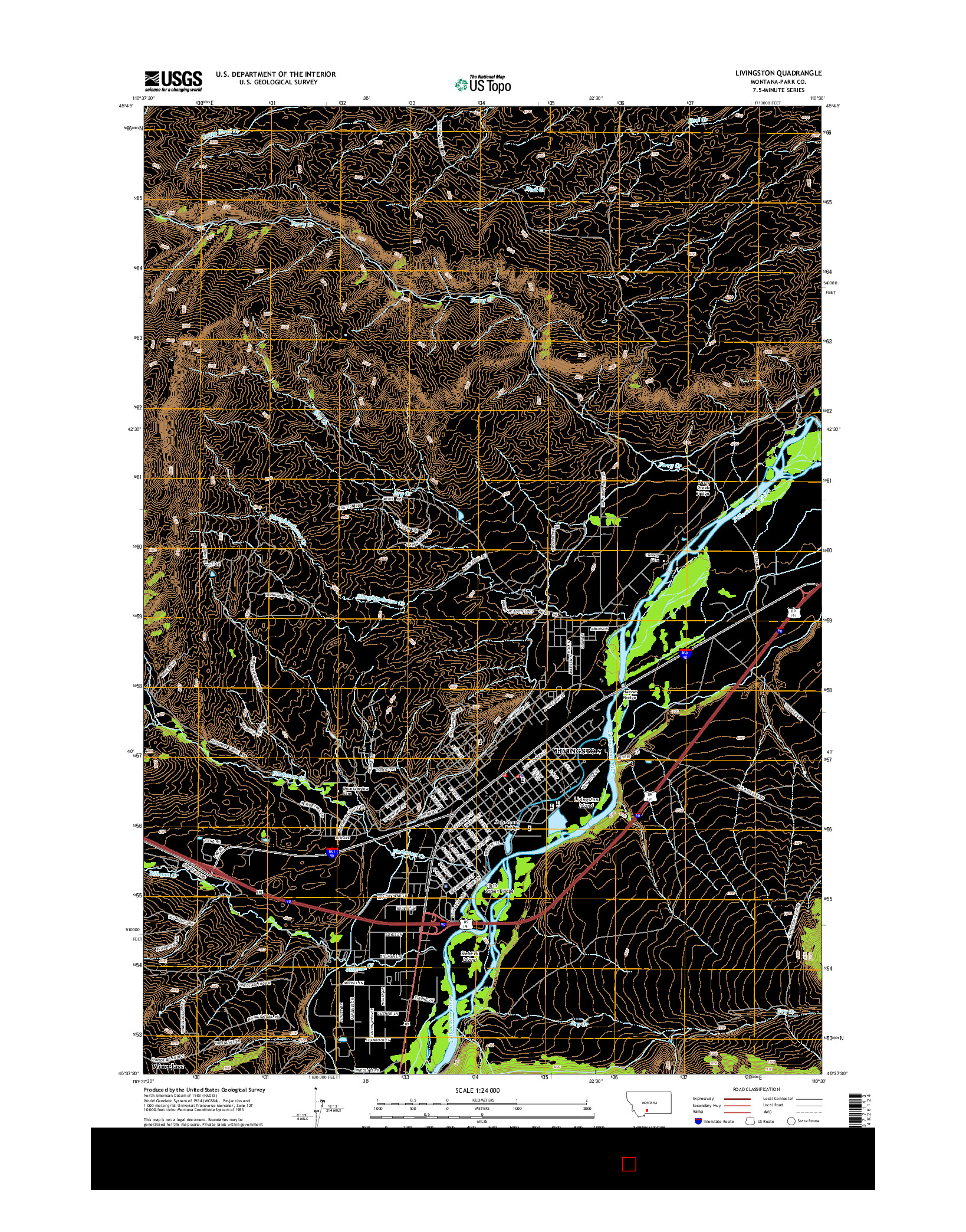 USGS US TOPO 7.5-MINUTE MAP FOR LIVINGSTON, MT 2014