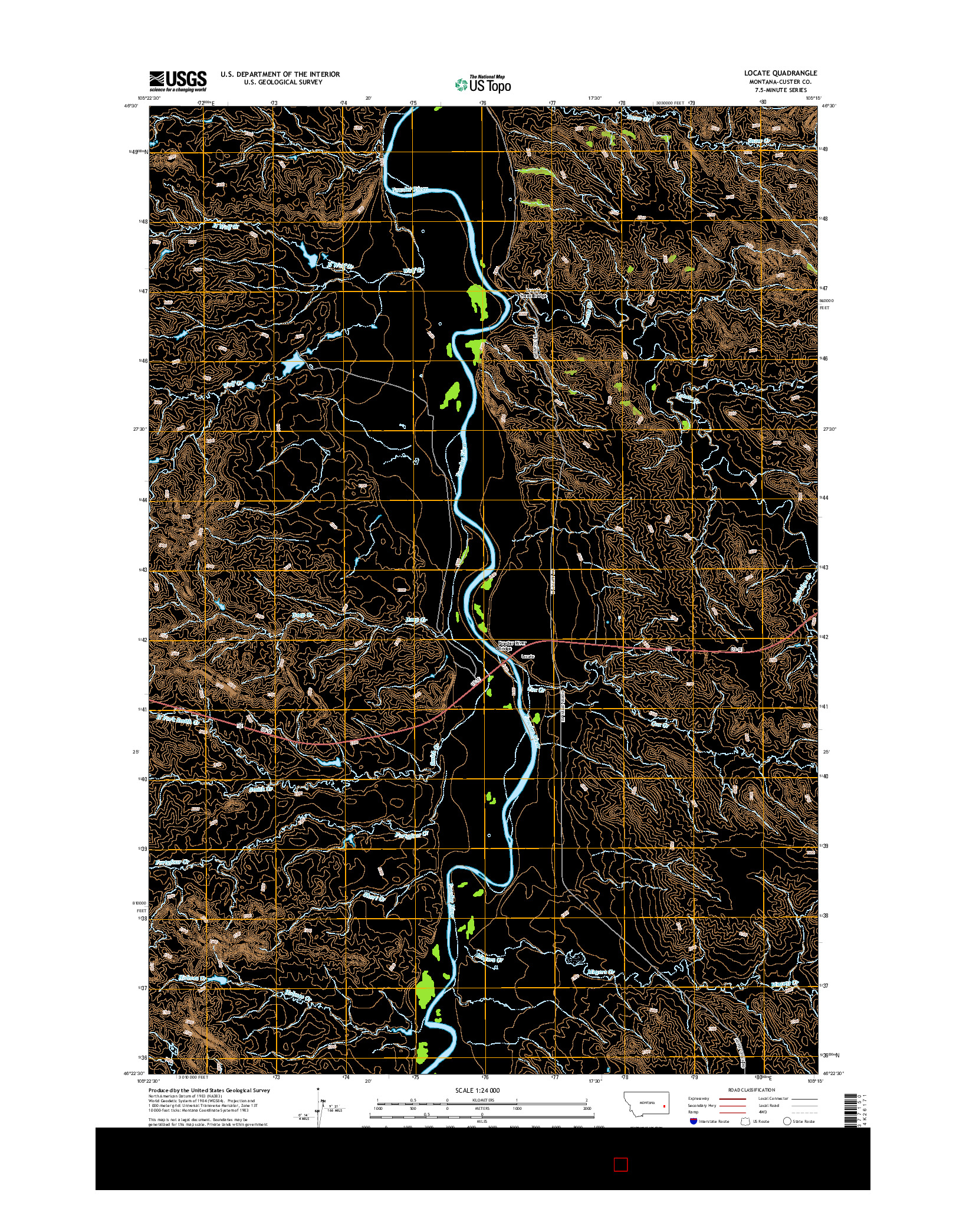 USGS US TOPO 7.5-MINUTE MAP FOR LOCATE, MT 2014