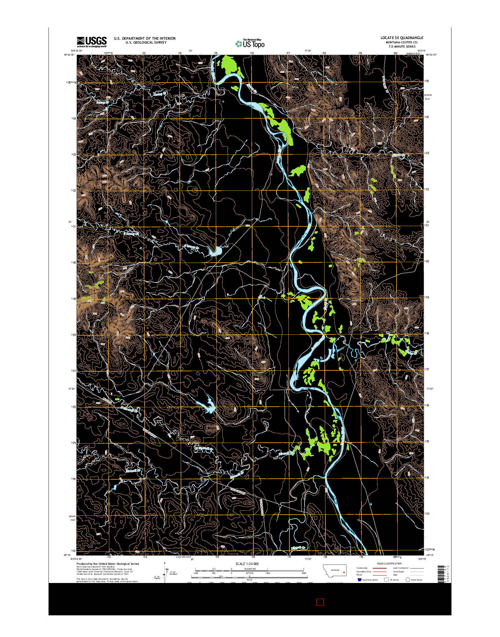 USGS US TOPO 7.5-MINUTE MAP FOR LOCATE SE, MT 2014