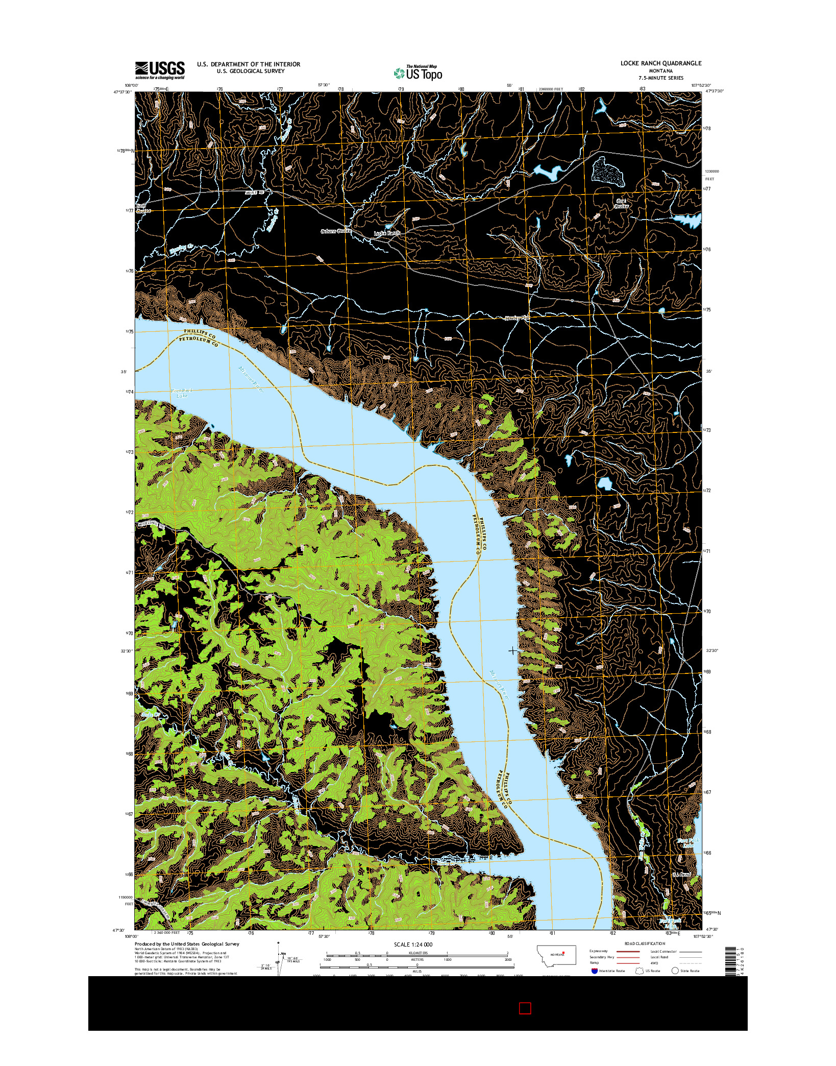 USGS US TOPO 7.5-MINUTE MAP FOR LOCKE RANCH, MT 2014