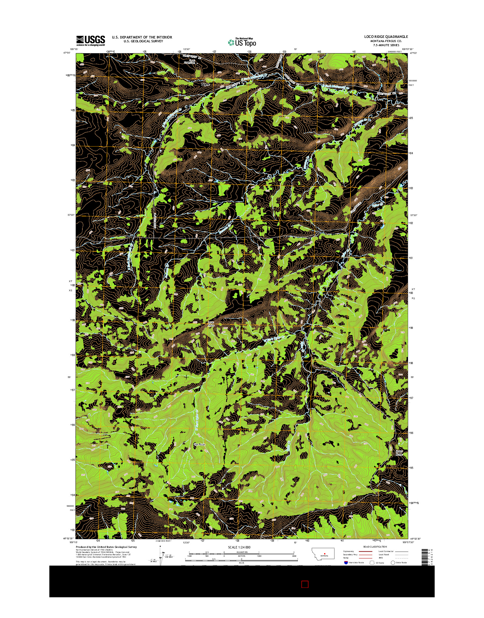 USGS US TOPO 7.5-MINUTE MAP FOR LOCO RIDGE, MT 2014