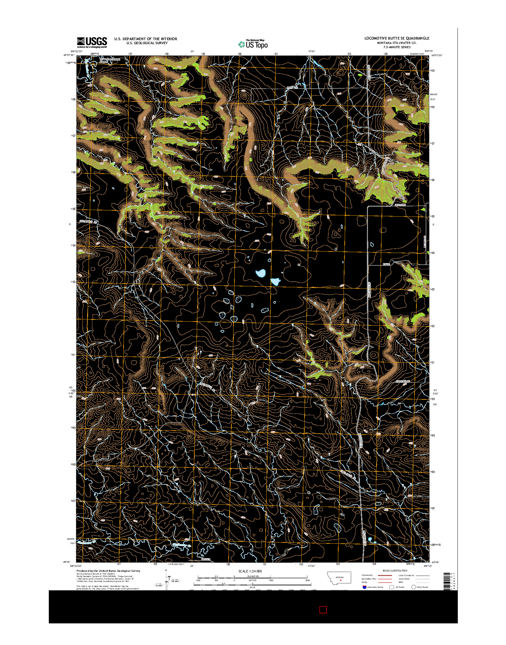 USGS US TOPO 7.5-MINUTE MAP FOR LOCOMOTIVE BUTTE SE, MT 2014