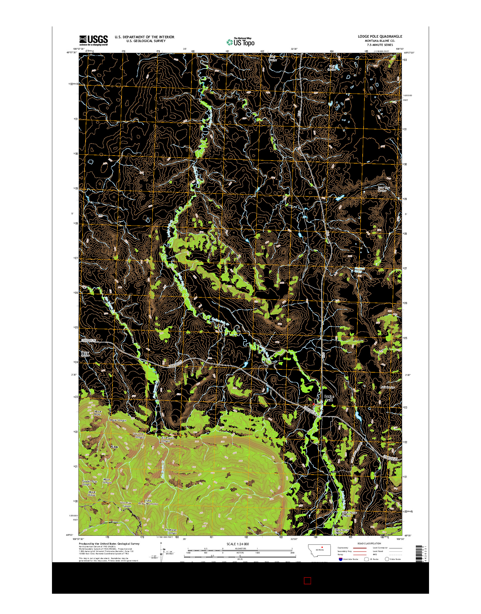 USGS US TOPO 7.5-MINUTE MAP FOR LODGE POLE, MT 2014