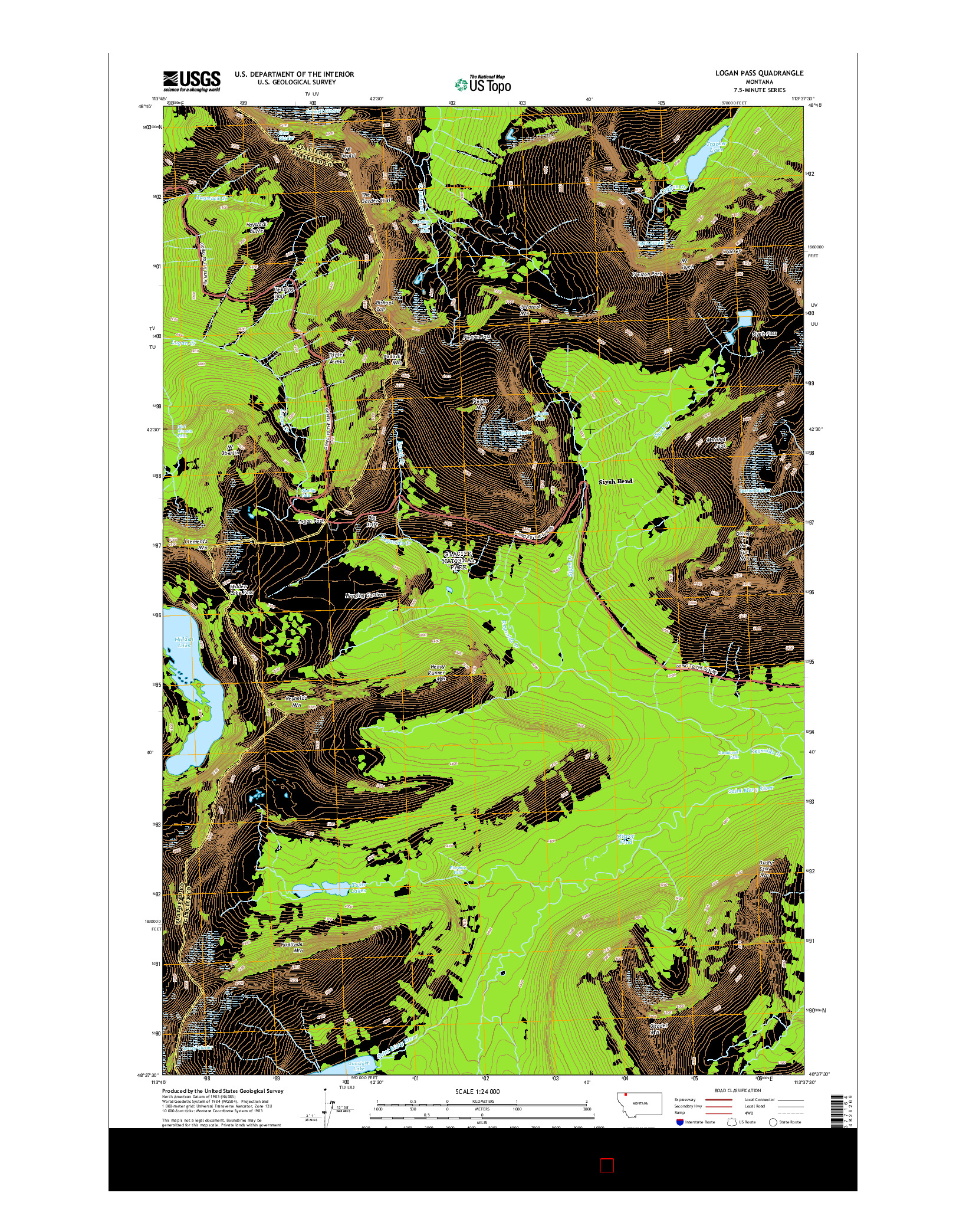 USGS US TOPO 7.5-MINUTE MAP FOR LOGAN PASS, MT 2014