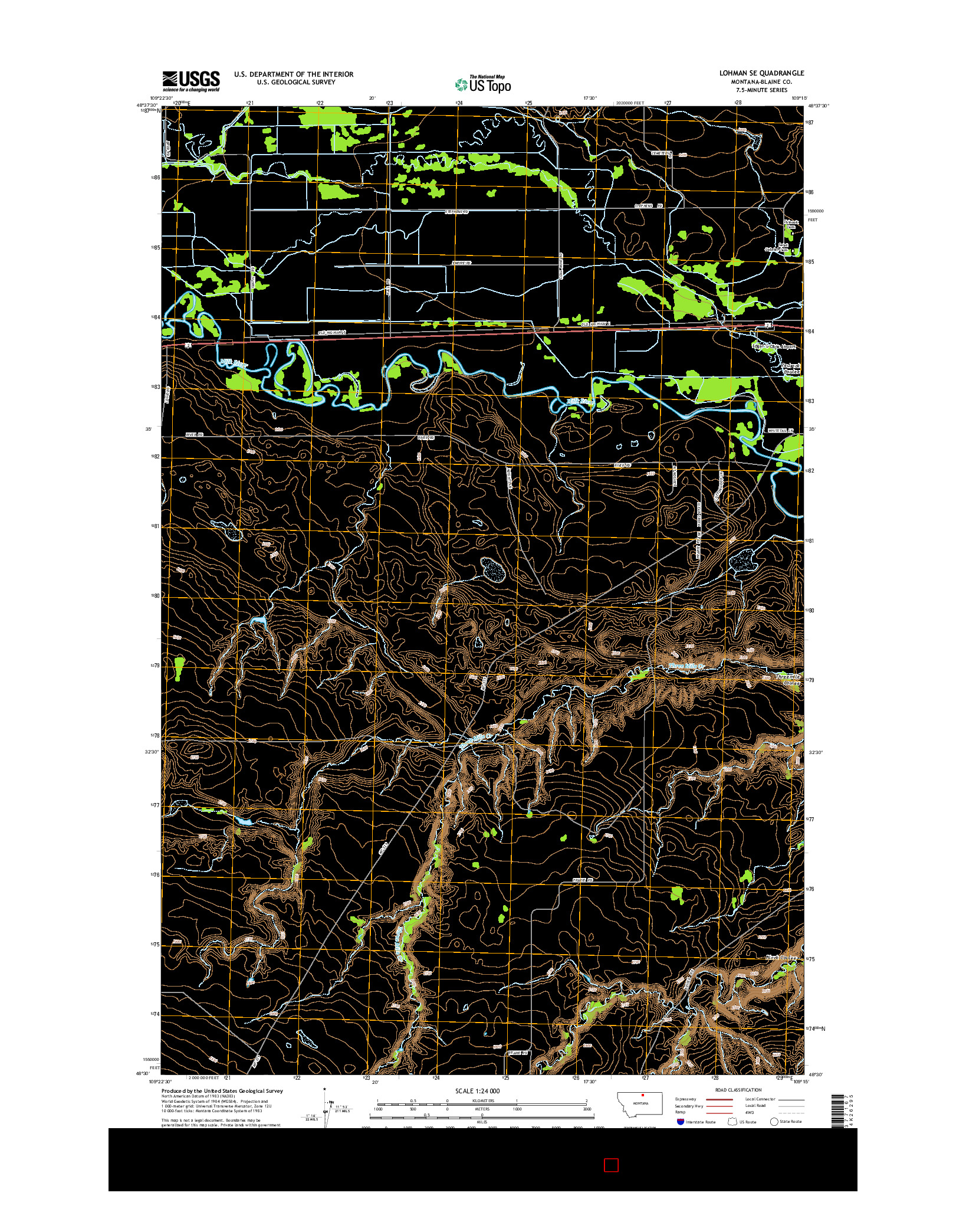 USGS US TOPO 7.5-MINUTE MAP FOR LOHMAN SE, MT 2014