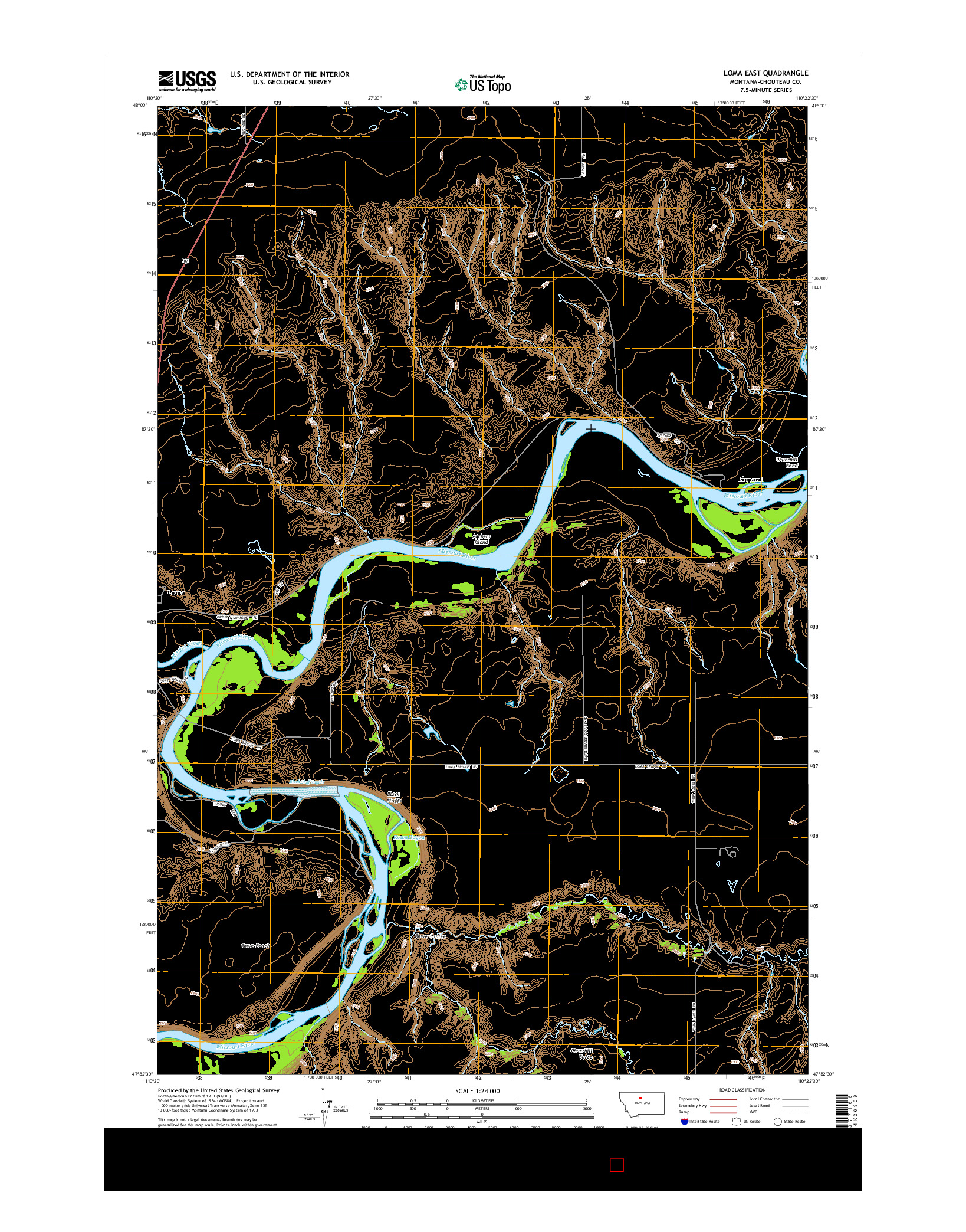 USGS US TOPO 7.5-MINUTE MAP FOR LOMA EAST, MT 2014
