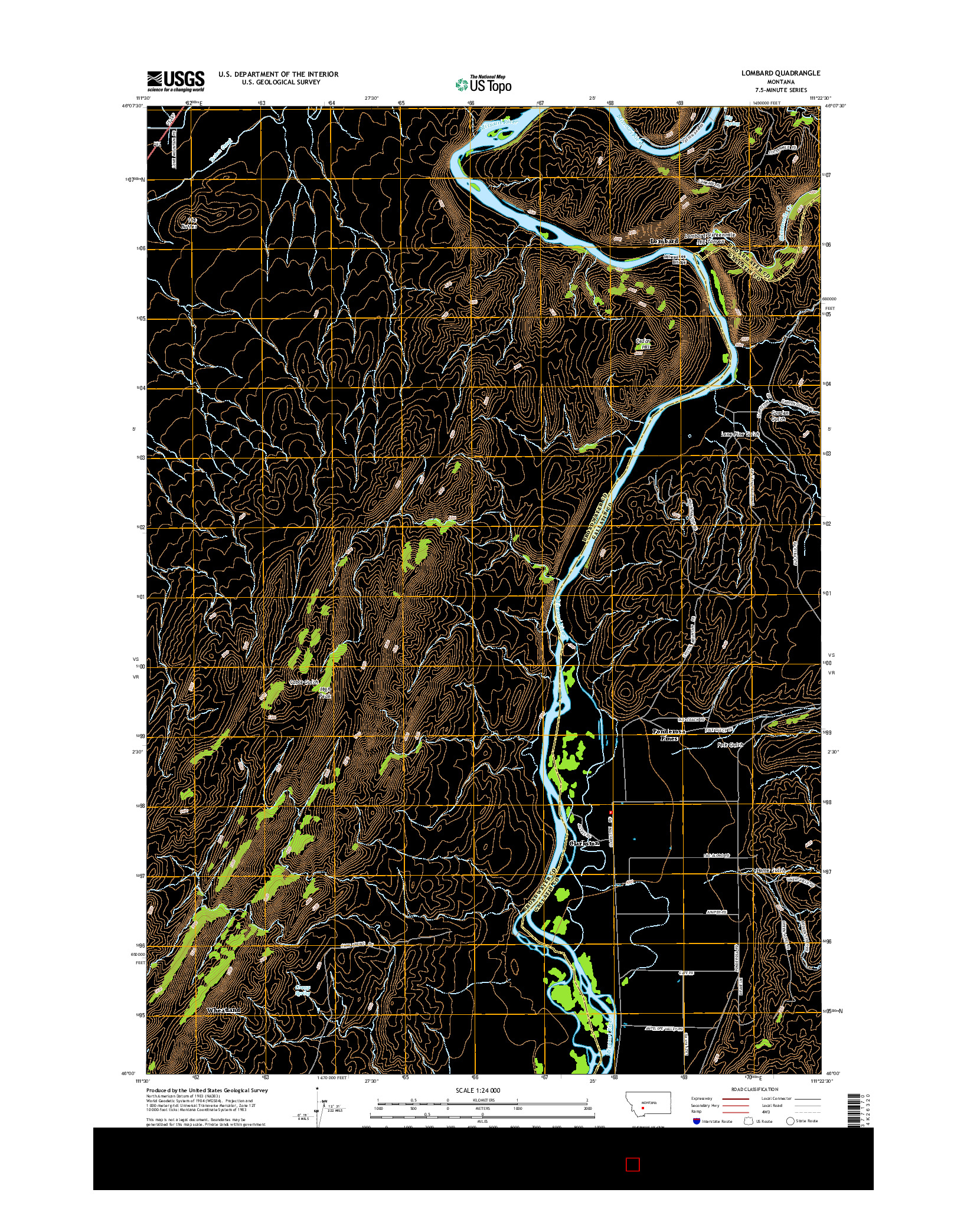 USGS US TOPO 7.5-MINUTE MAP FOR LOMBARD, MT 2014