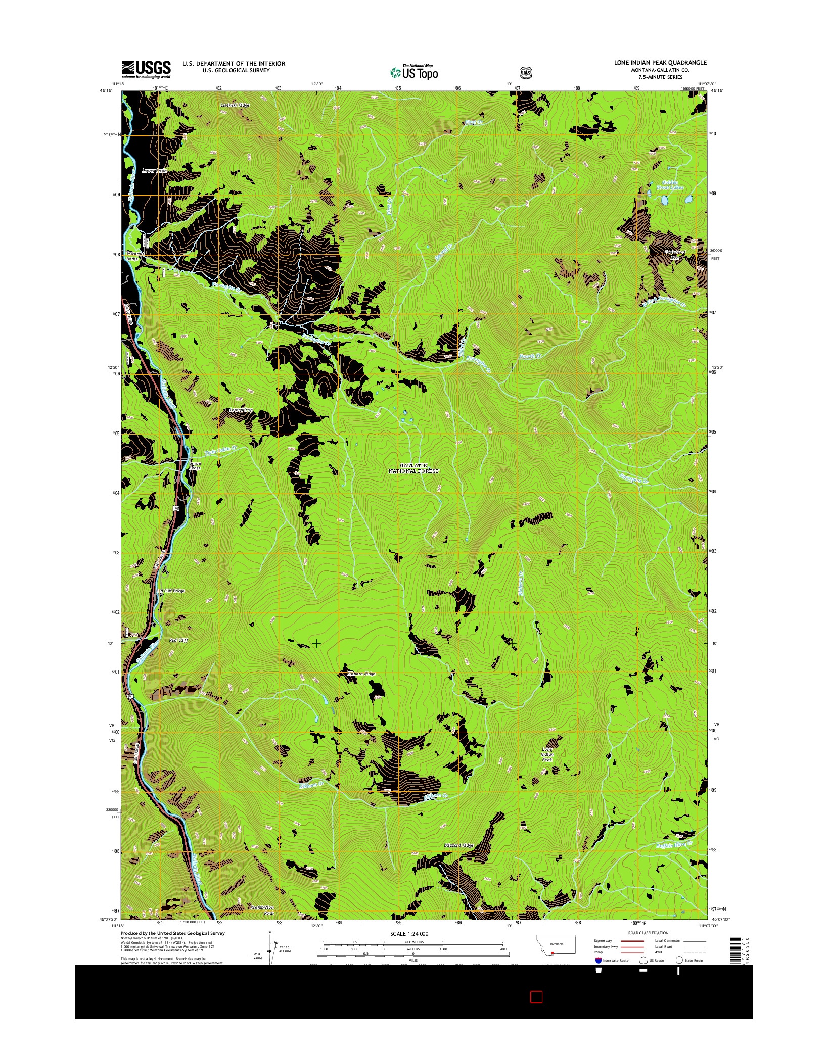 USGS US TOPO 7.5-MINUTE MAP FOR LONE INDIAN PEAK, MT 2014