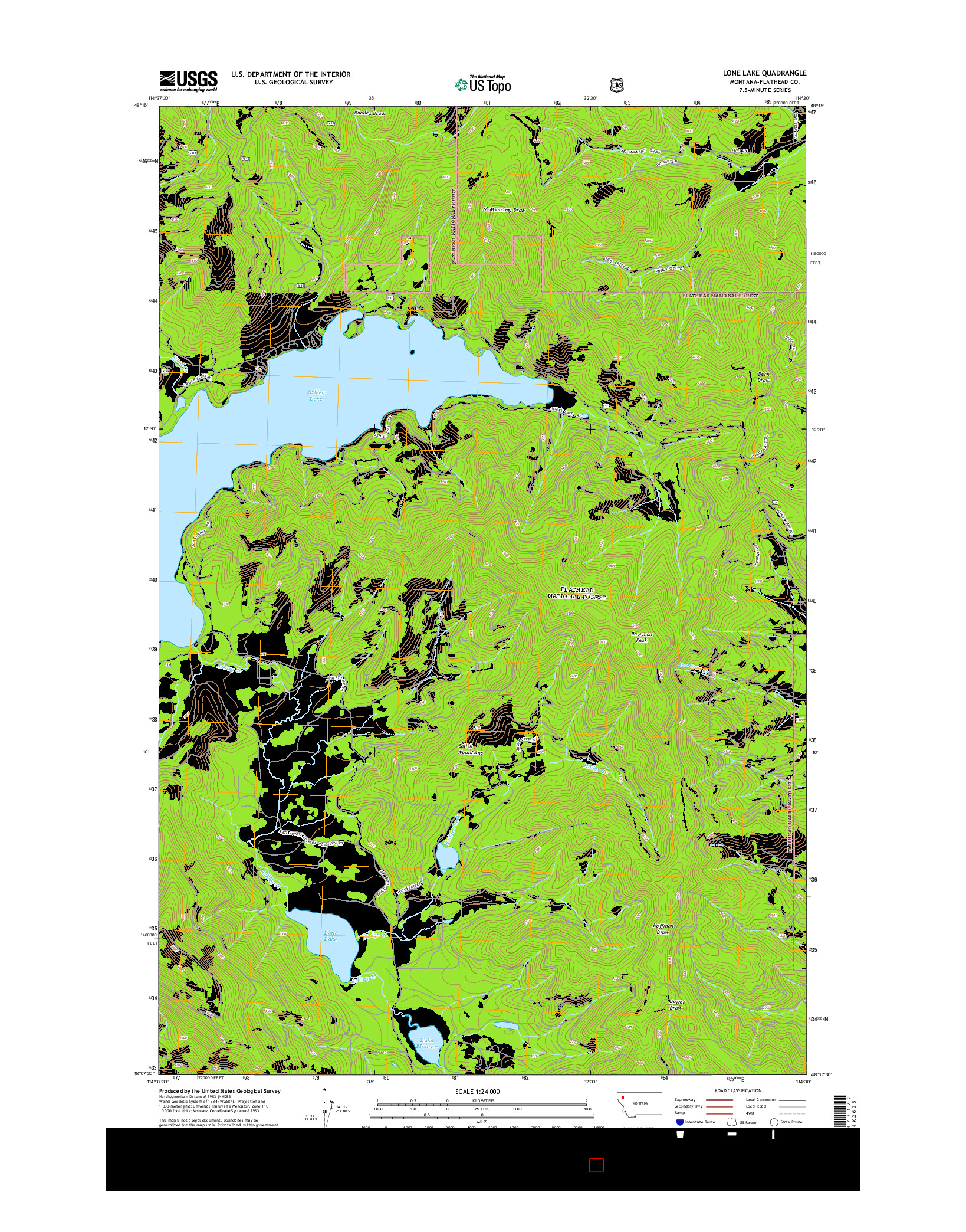 USGS US TOPO 7.5-MINUTE MAP FOR LONE LAKE, MT 2014
