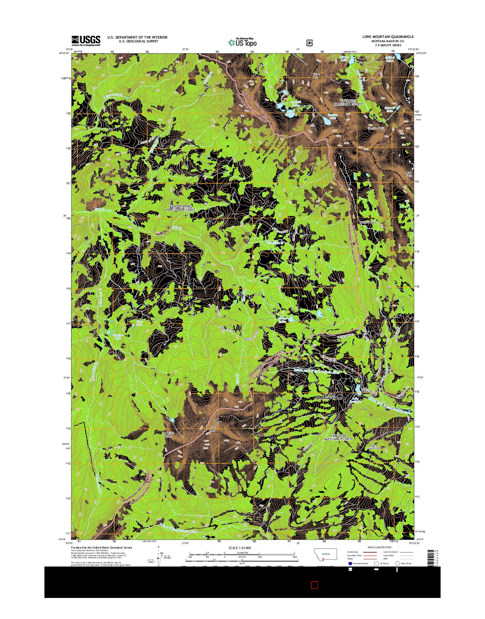 USGS US TOPO 7.5-MINUTE MAP FOR LONE MOUNTAIN, MT 2014