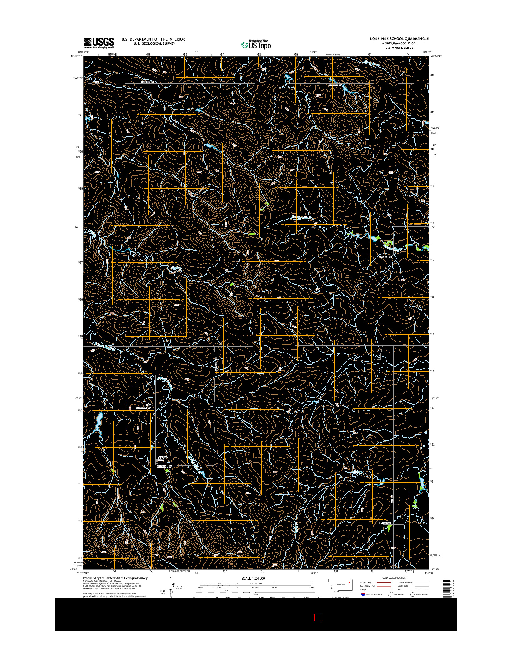 USGS US TOPO 7.5-MINUTE MAP FOR LONE PINE SCHOOL, MT 2014