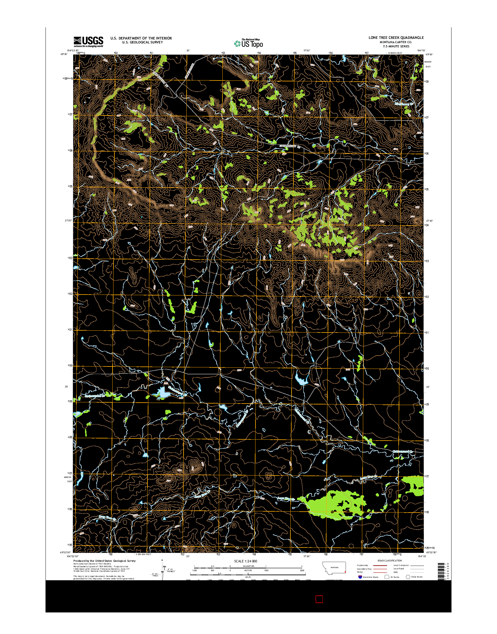 USGS US TOPO 7.5-MINUTE MAP FOR LONE TREE CREEK, MT 2014