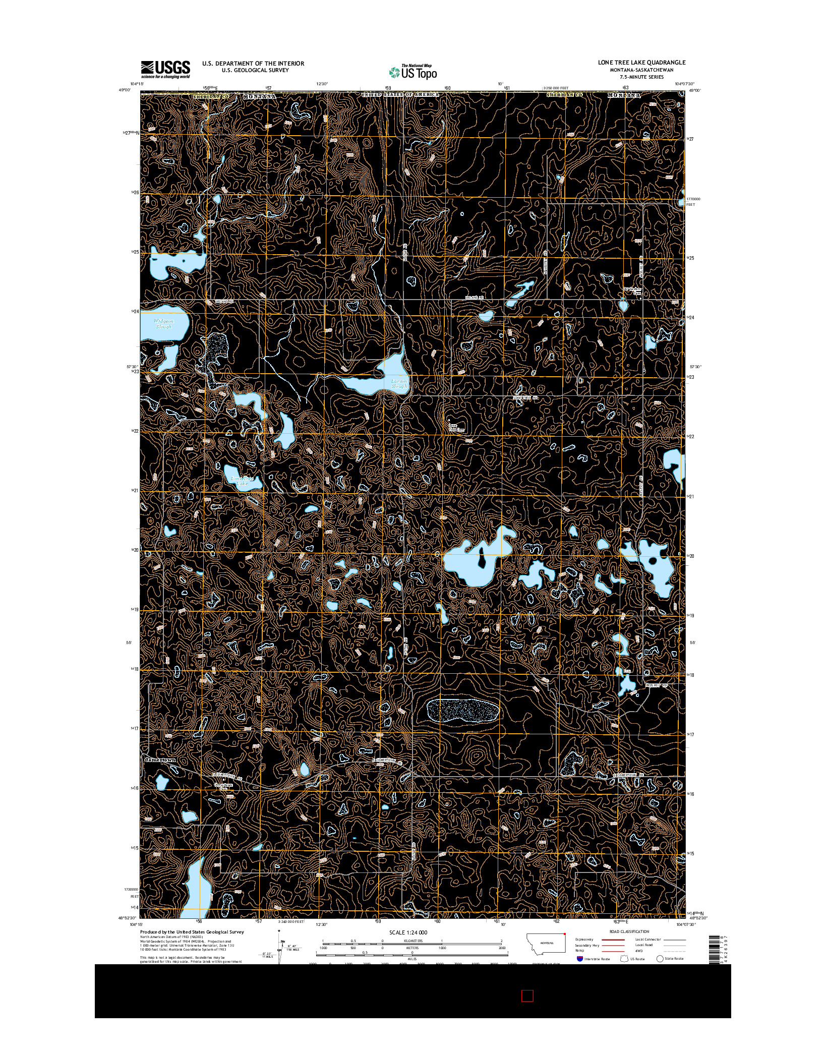 USGS US TOPO 7.5-MINUTE MAP FOR LONE TREE LAKE, MT-SK 2014