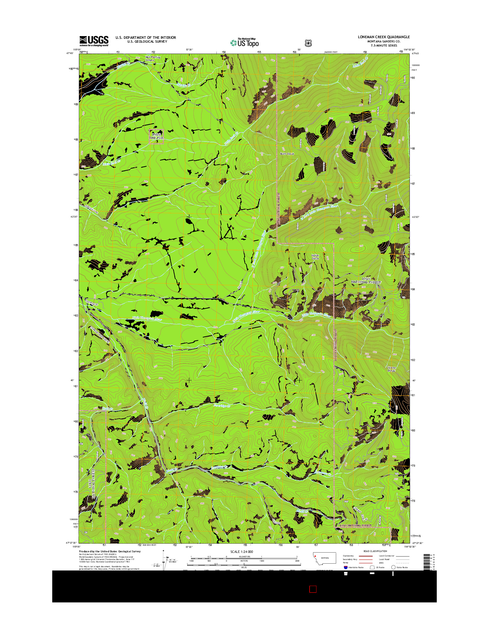 USGS US TOPO 7.5-MINUTE MAP FOR LONEMAN CREEK, MT 2014