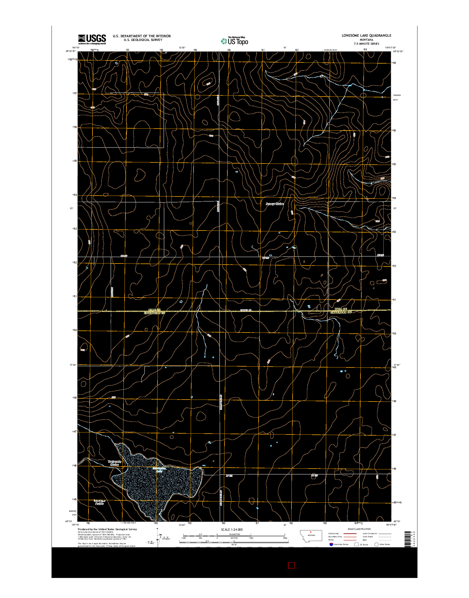 USGS US TOPO 7.5-MINUTE MAP FOR LONESOME LAKE, MT 2014