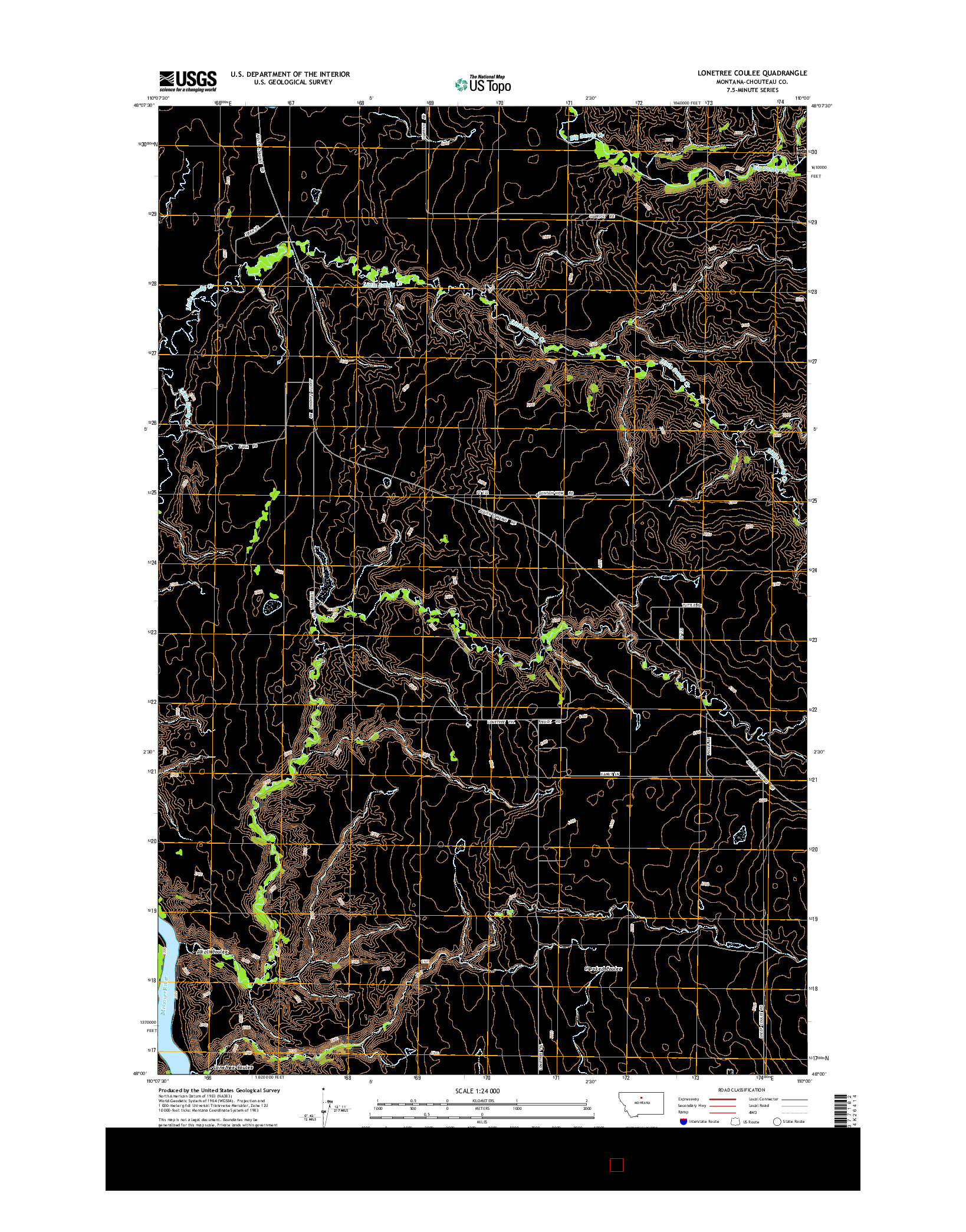 USGS US TOPO 7.5-MINUTE MAP FOR LONETREE COULEE, MT 2014