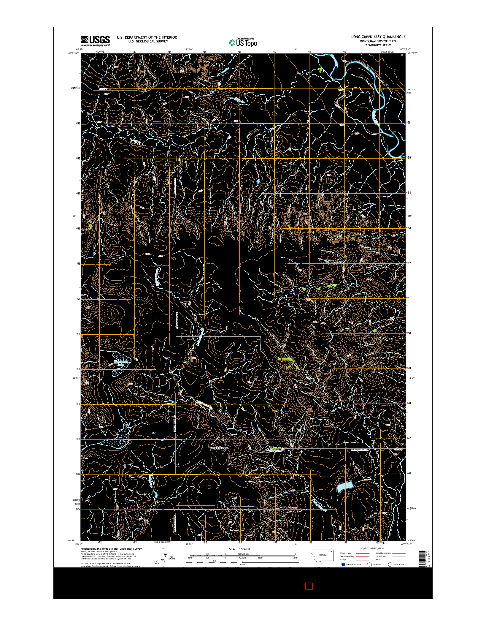 USGS US TOPO 7.5-MINUTE MAP FOR LONG CREEK EAST, MT 2014