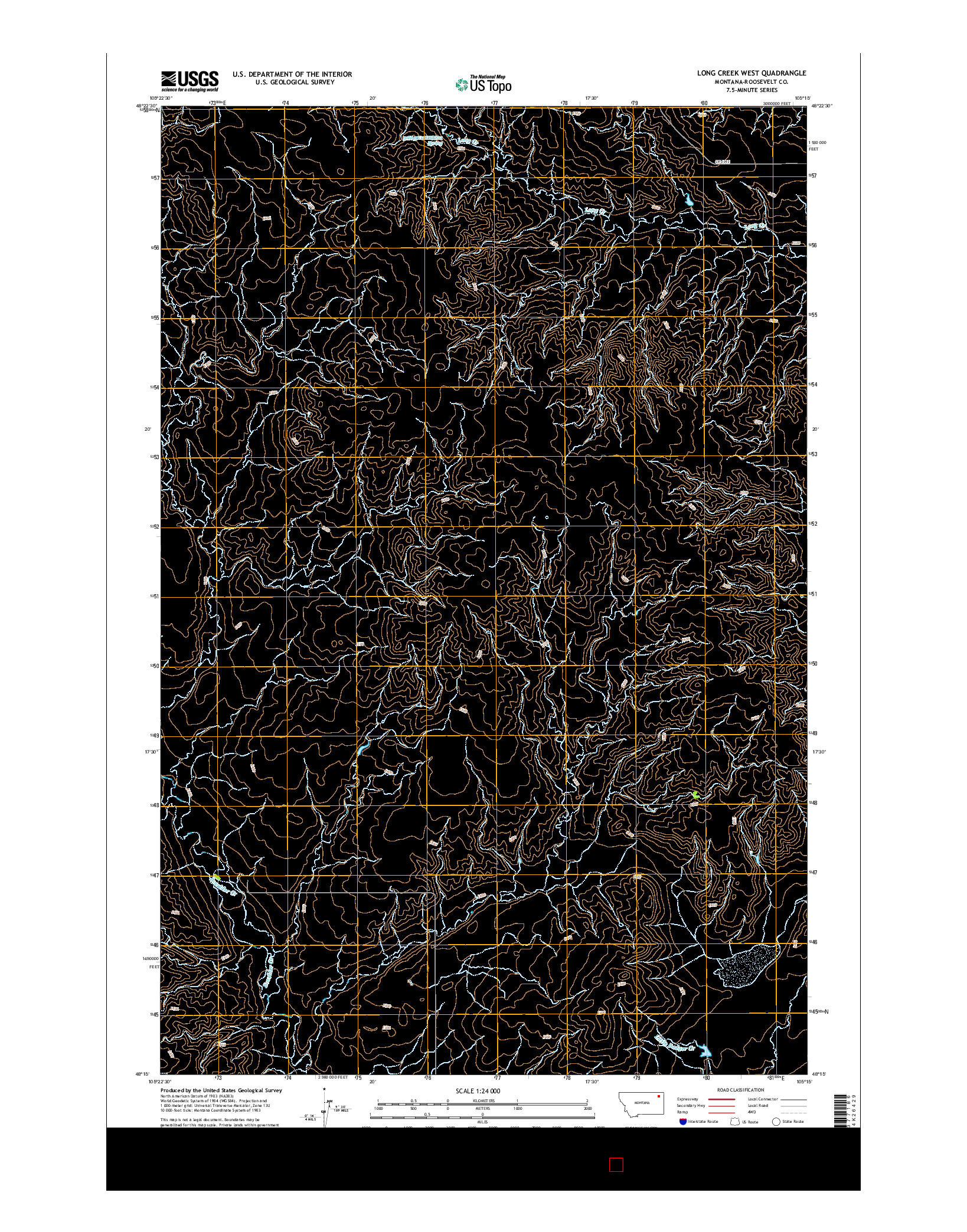 USGS US TOPO 7.5-MINUTE MAP FOR LONG CREEK WEST, MT 2014