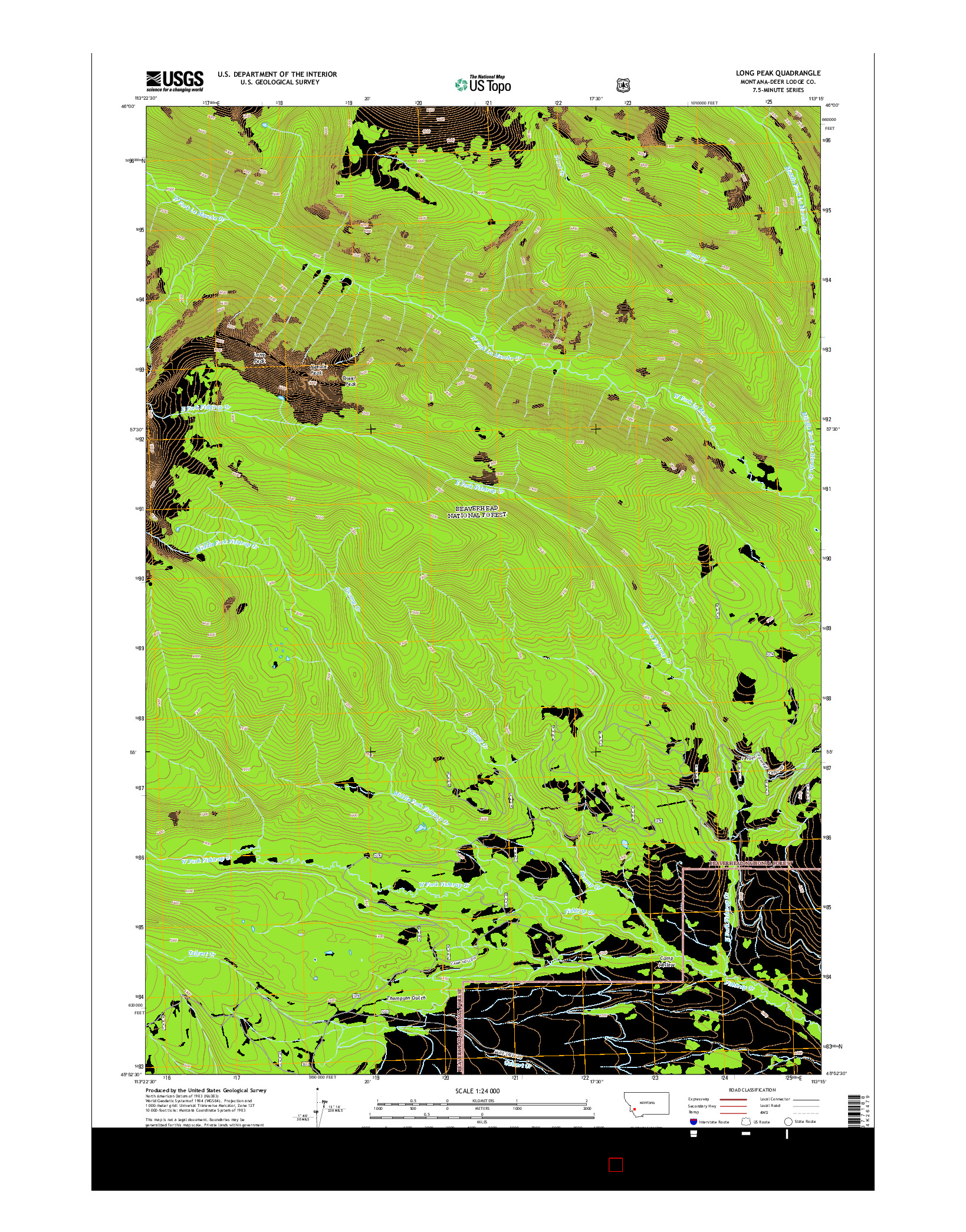 USGS US TOPO 7.5-MINUTE MAP FOR LONG PEAK, MT 2014
