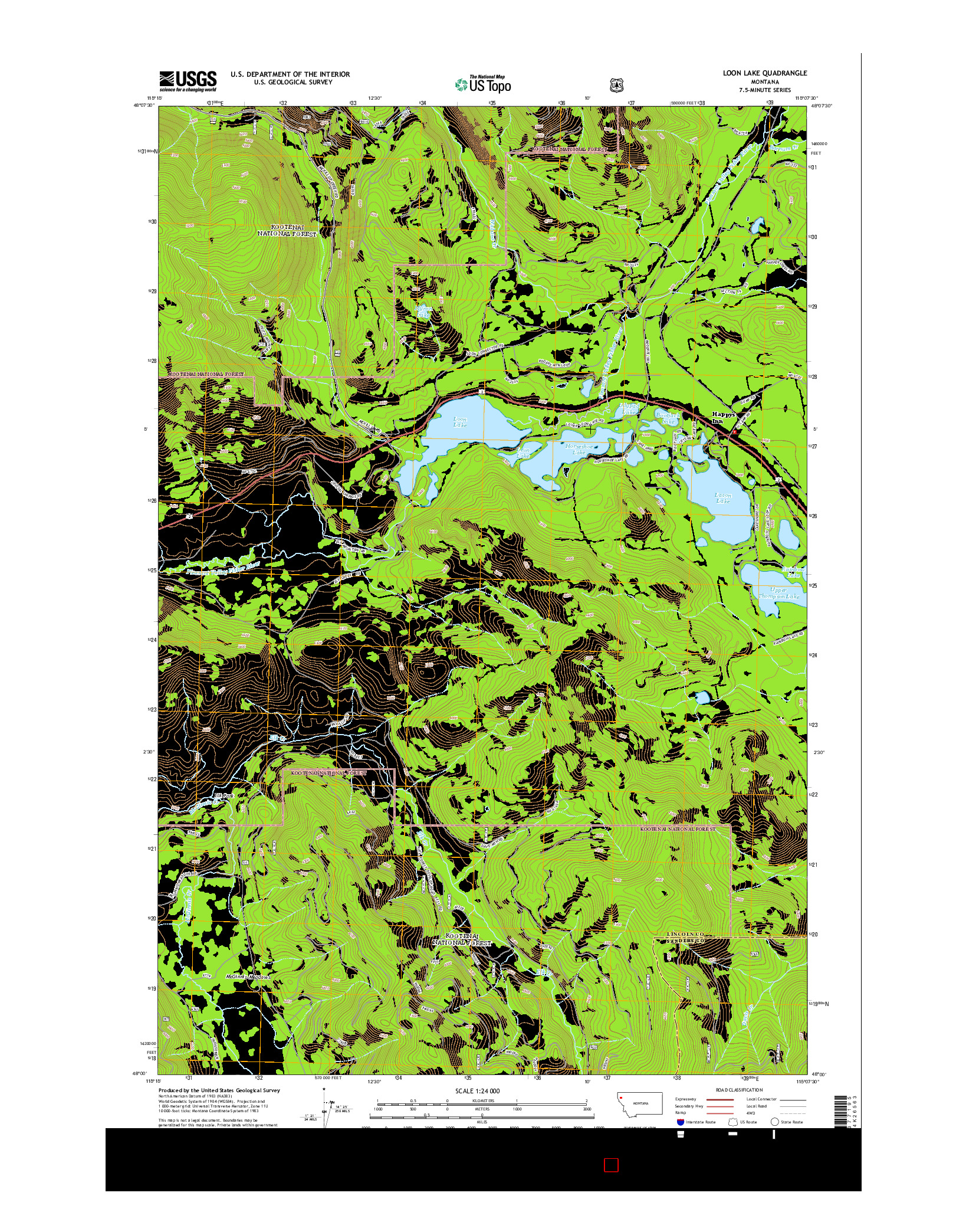 USGS US TOPO 7.5-MINUTE MAP FOR LOON LAKE, MT 2014