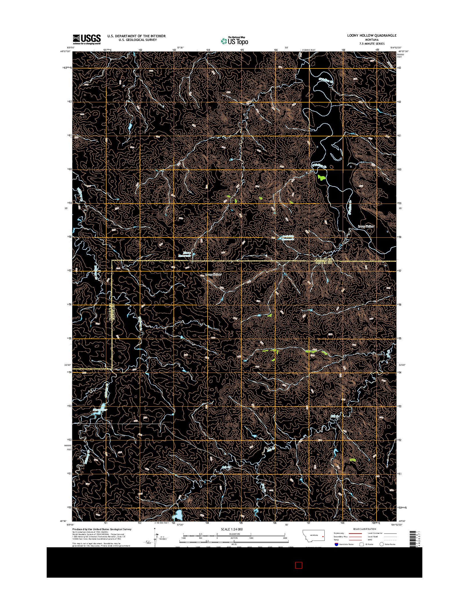USGS US TOPO 7.5-MINUTE MAP FOR LOONY HOLLOW, MT 2014