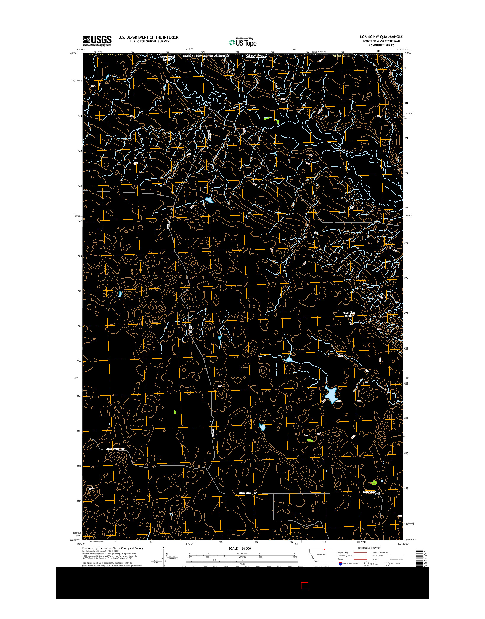 USGS US TOPO 7.5-MINUTE MAP FOR LORING NW, MT-SK 2014