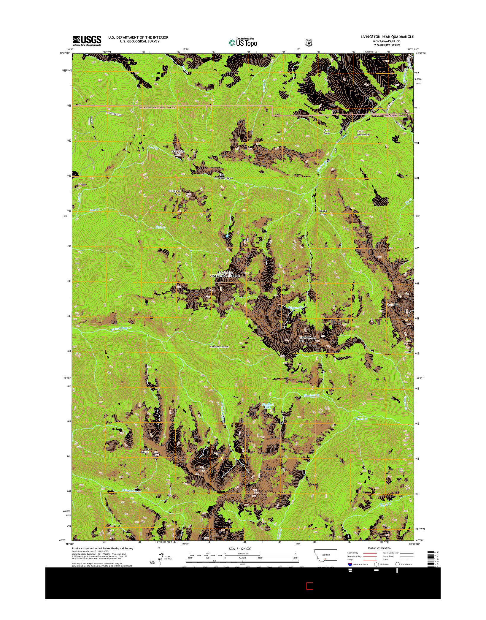 USGS US TOPO 7.5-MINUTE MAP FOR LIVINGSTON PEAK, MT 2014