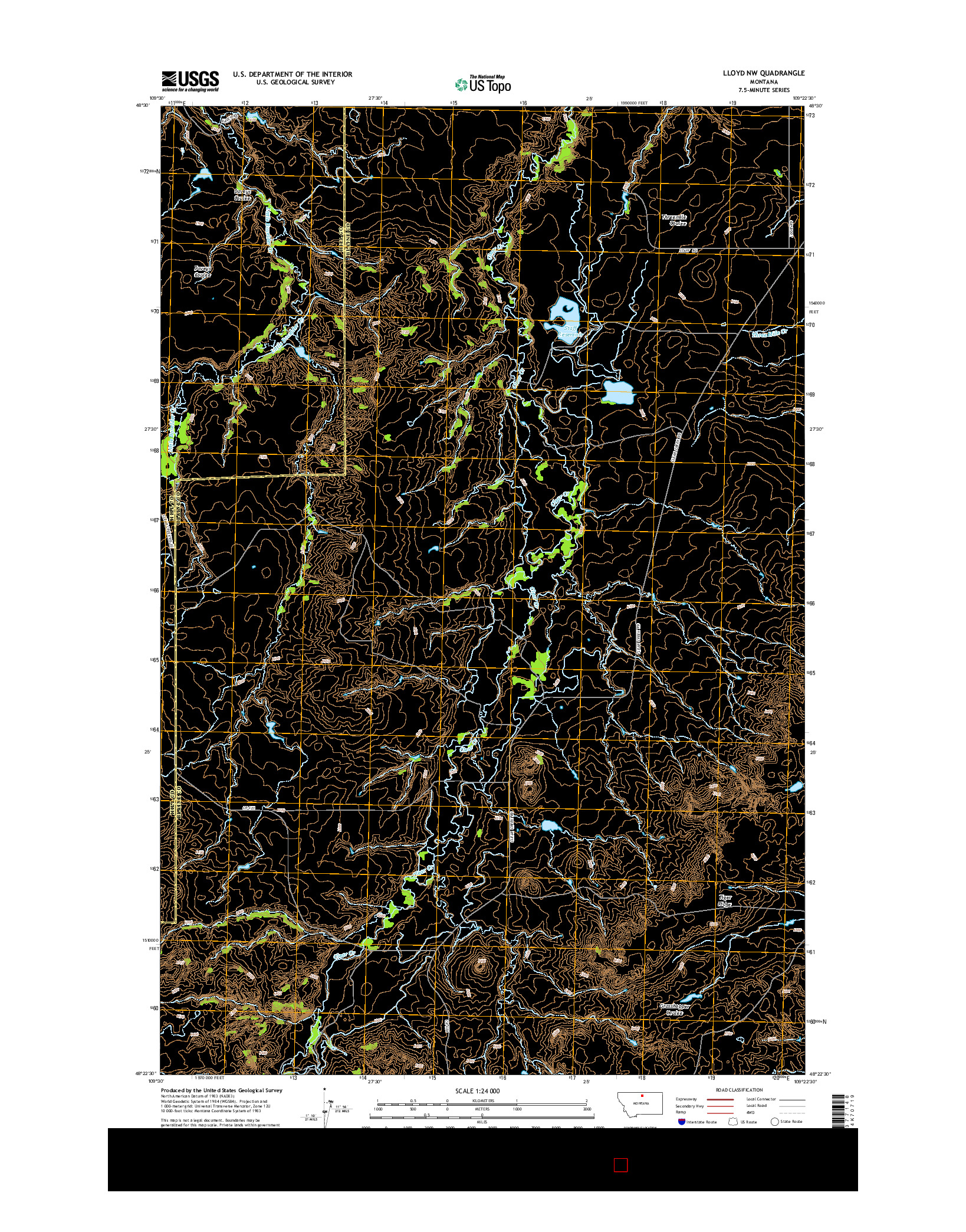 USGS US TOPO 7.5-MINUTE MAP FOR LLOYD NW, MT 2014