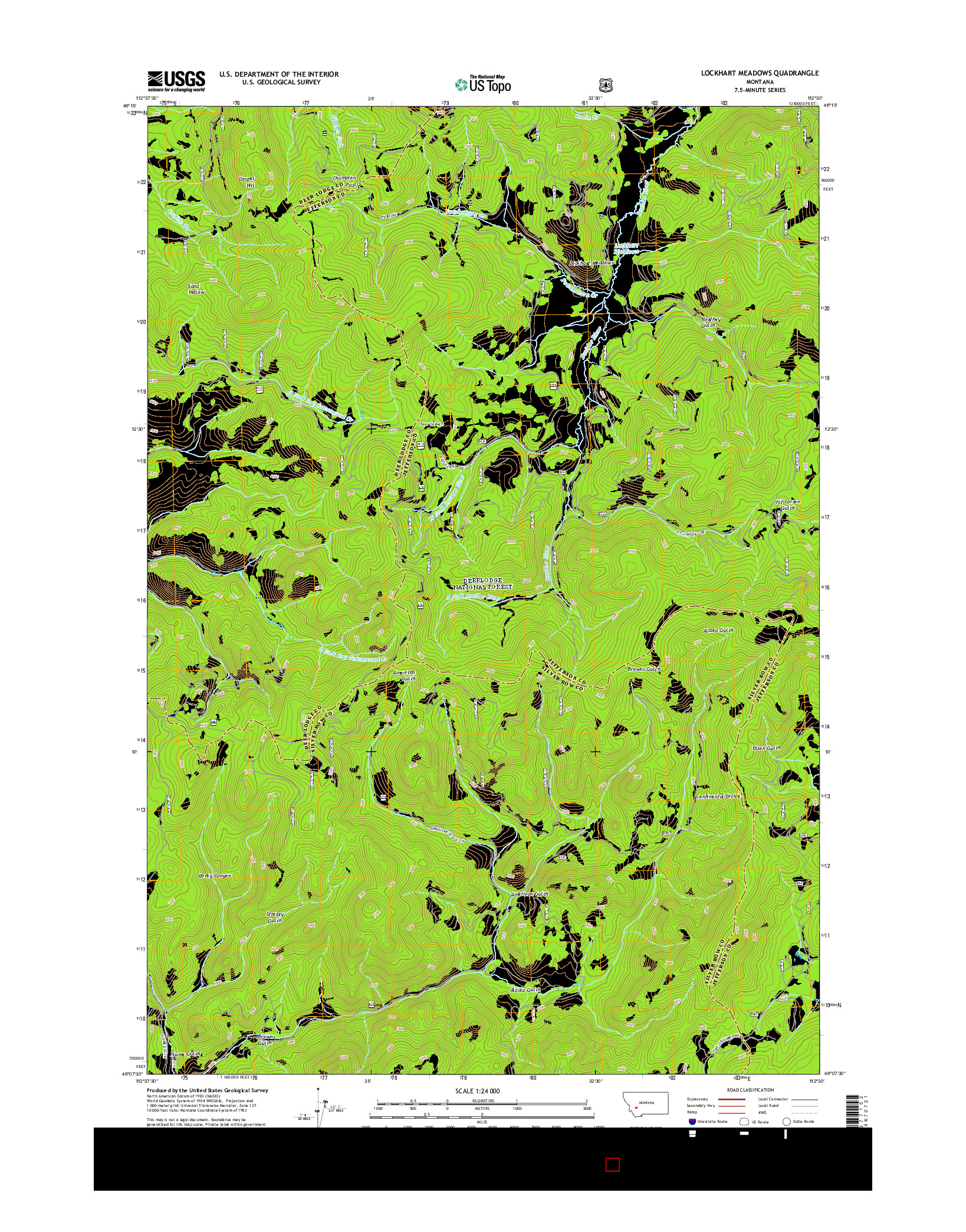 USGS US TOPO 7.5-MINUTE MAP FOR LOCKHART MEADOWS, MT 2014