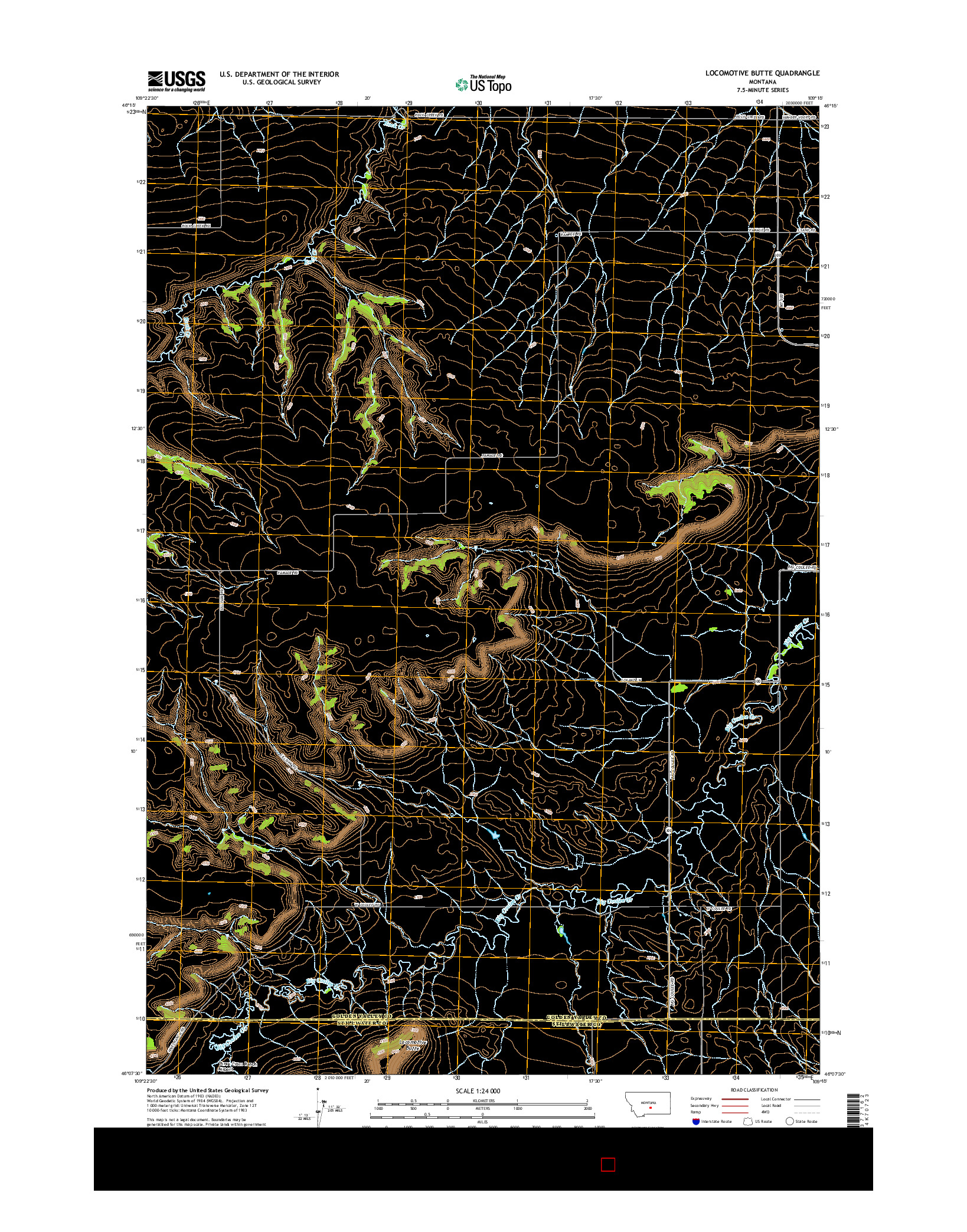 USGS US TOPO 7.5-MINUTE MAP FOR LOCOMOTIVE BUTTE, MT 2014