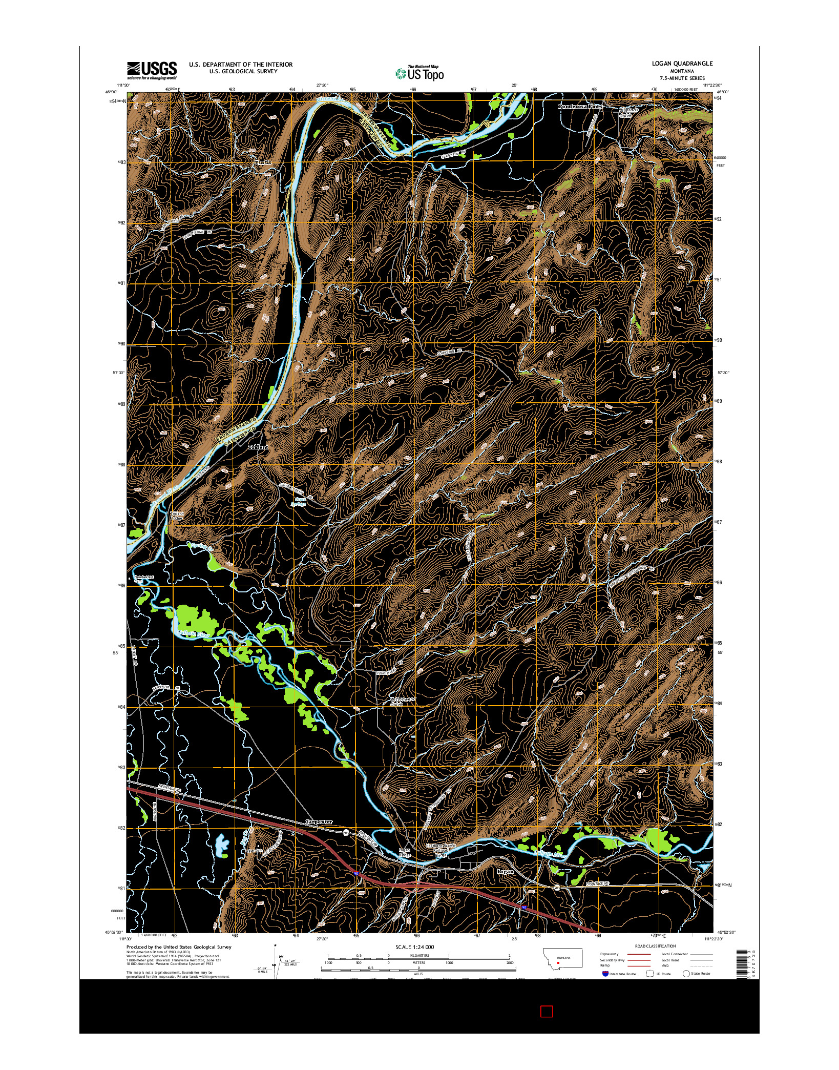 USGS US TOPO 7.5-MINUTE MAP FOR LOGAN, MT 2014