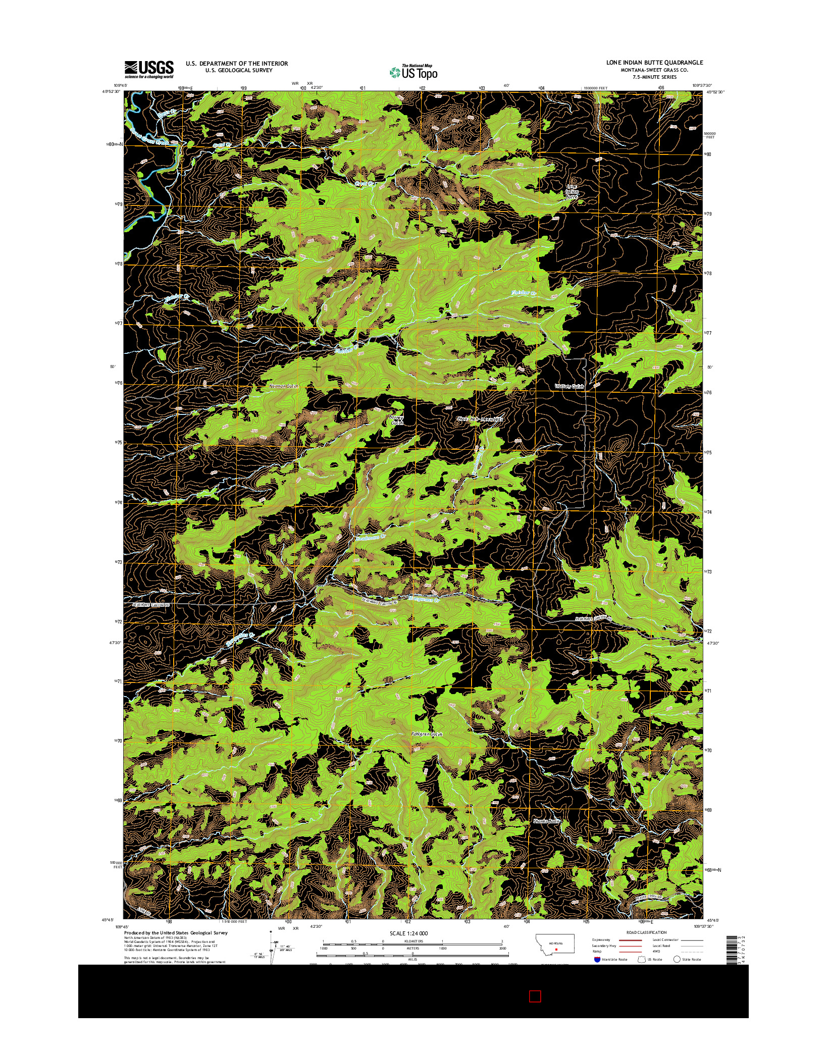 USGS US TOPO 7.5-MINUTE MAP FOR LONE INDIAN BUTTE, MT 2014