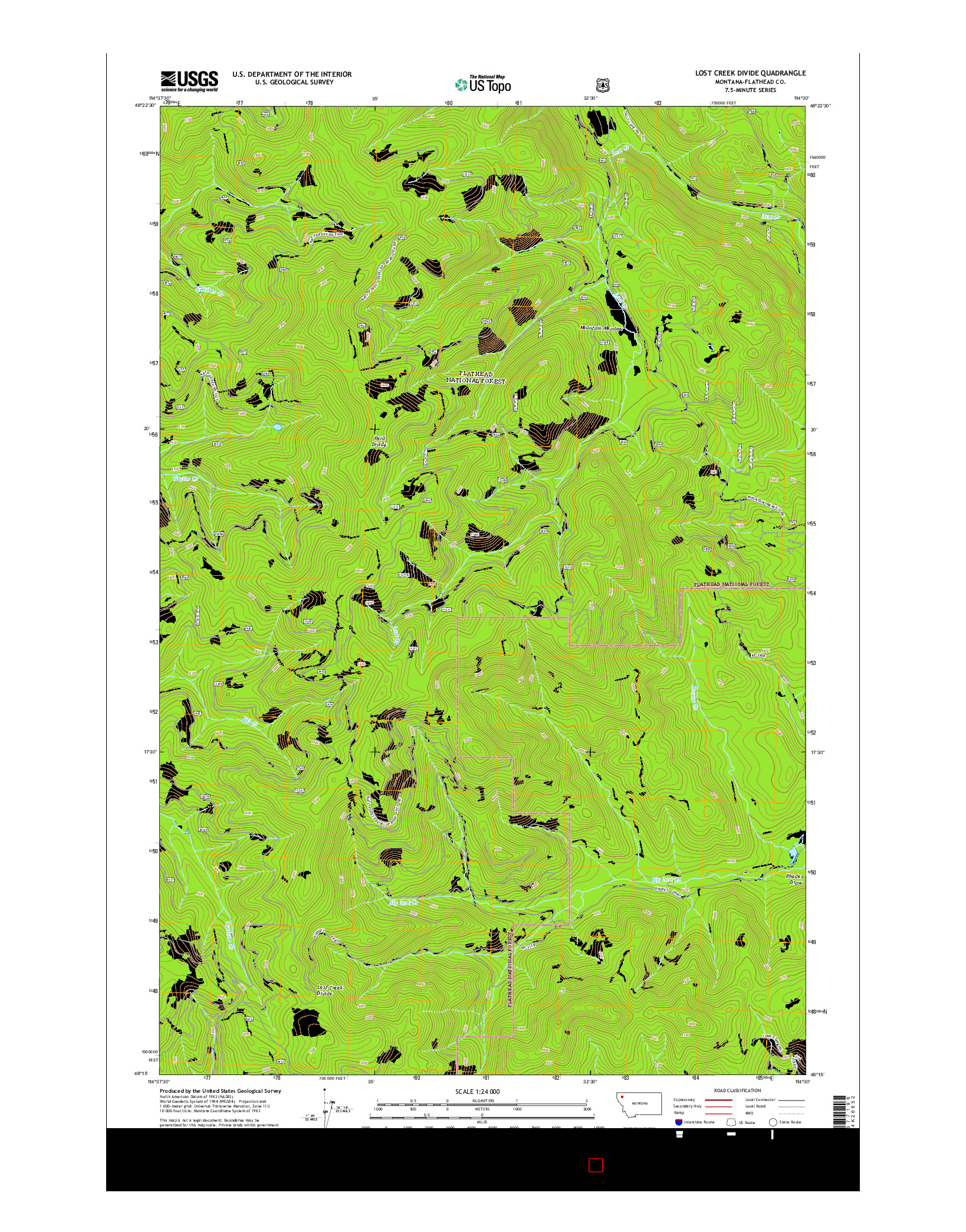 USGS US TOPO 7.5-MINUTE MAP FOR LOST CREEK DIVIDE, MT 2014