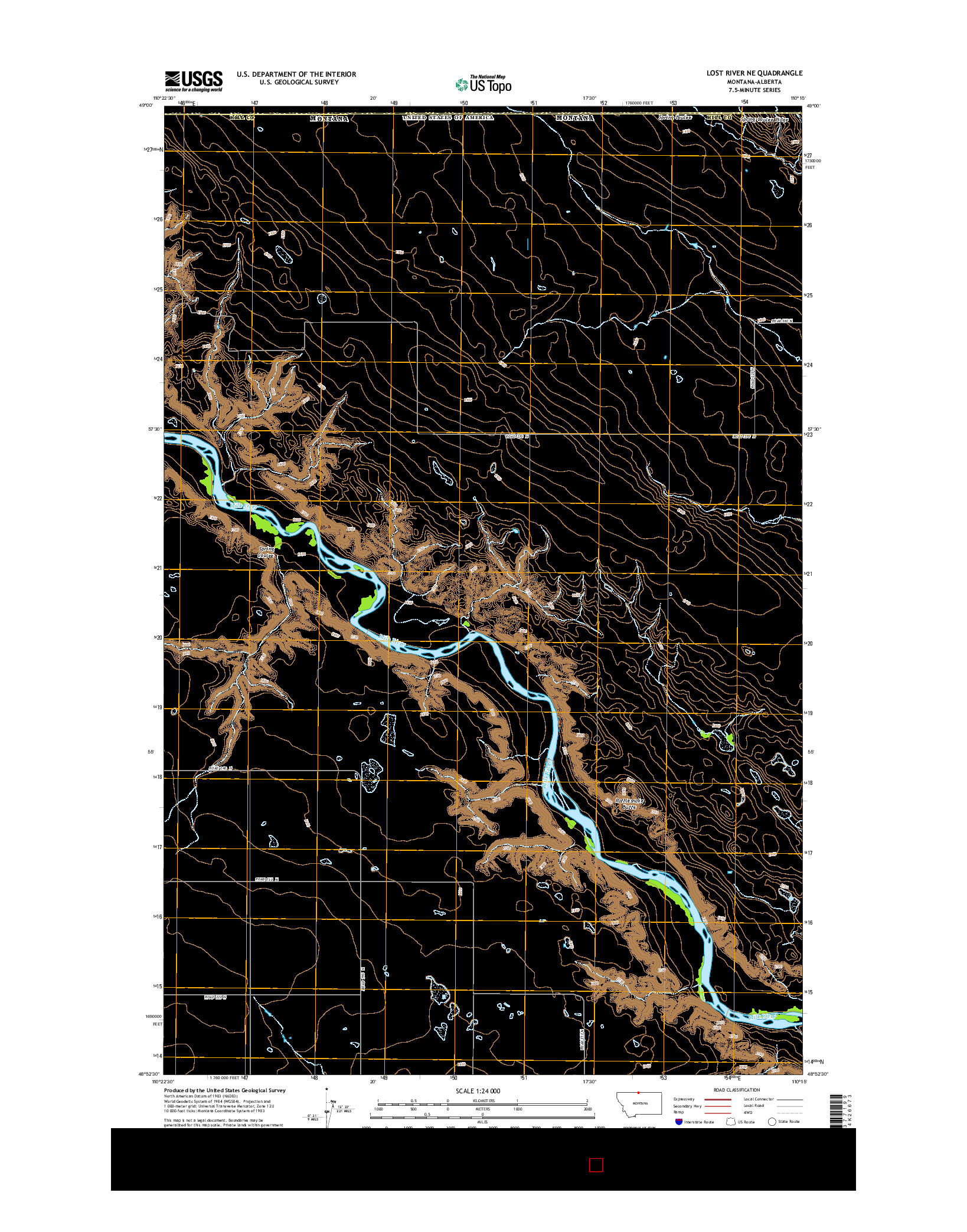 USGS US TOPO 7.5-MINUTE MAP FOR LOST RIVER NE, MT-AB 2014
