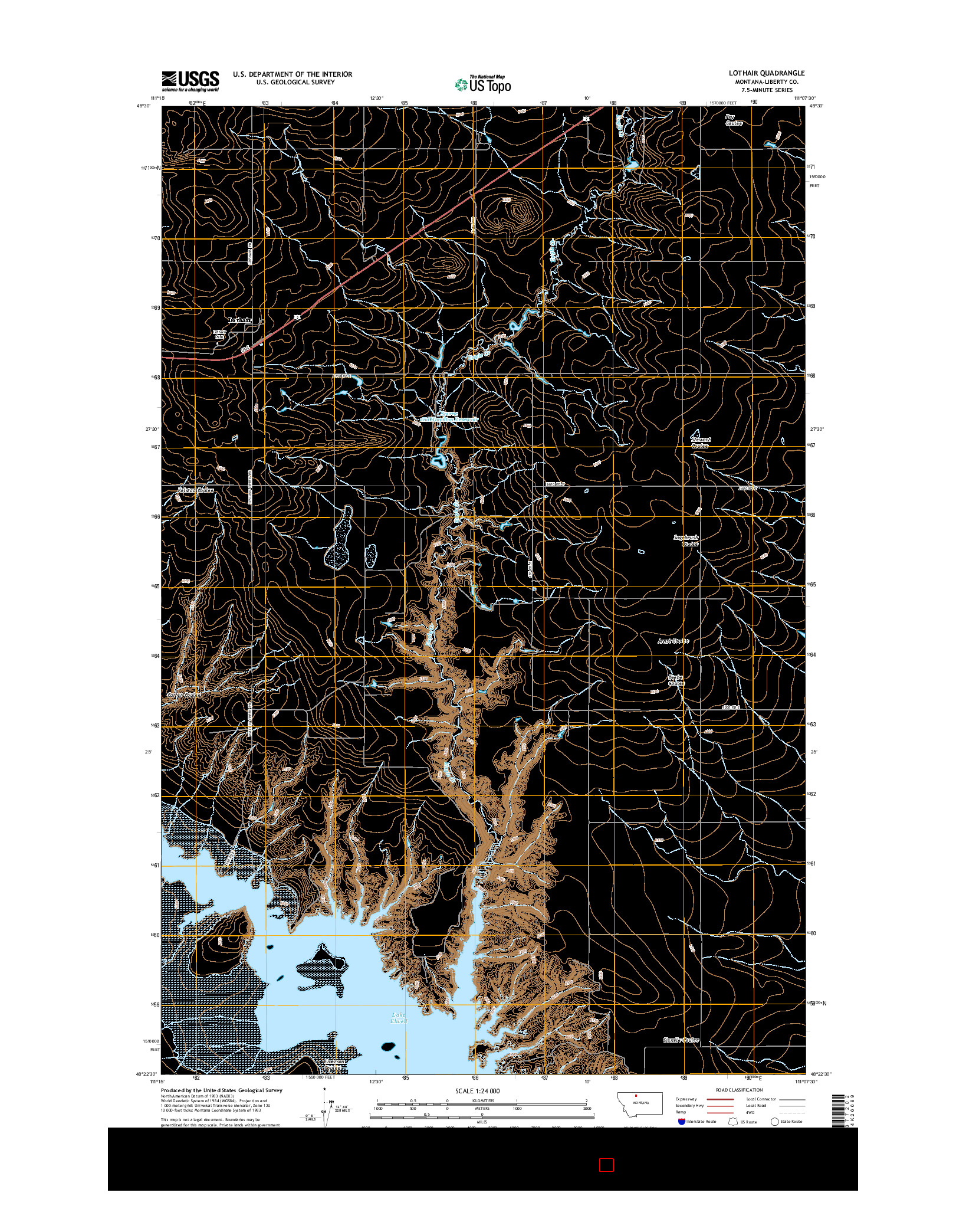USGS US TOPO 7.5-MINUTE MAP FOR LOTHAIR, MT 2014
