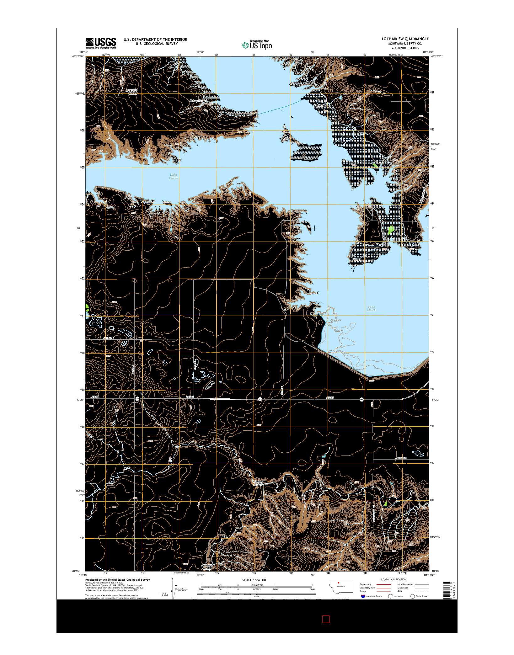 USGS US TOPO 7.5-MINUTE MAP FOR LOTHAIR SW, MT 2014