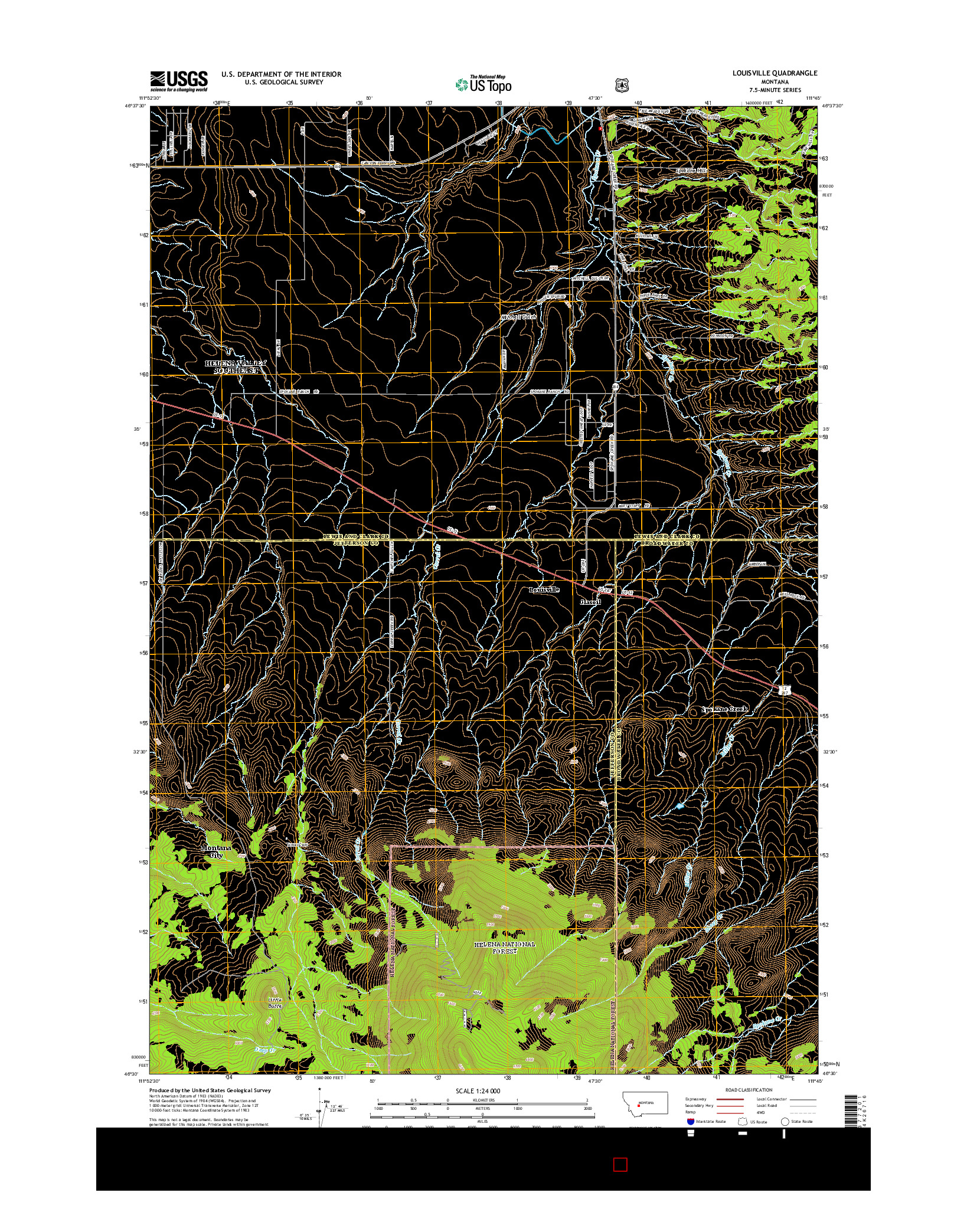 USGS US TOPO 7.5-MINUTE MAP FOR LOUISVILLE, MT 2014