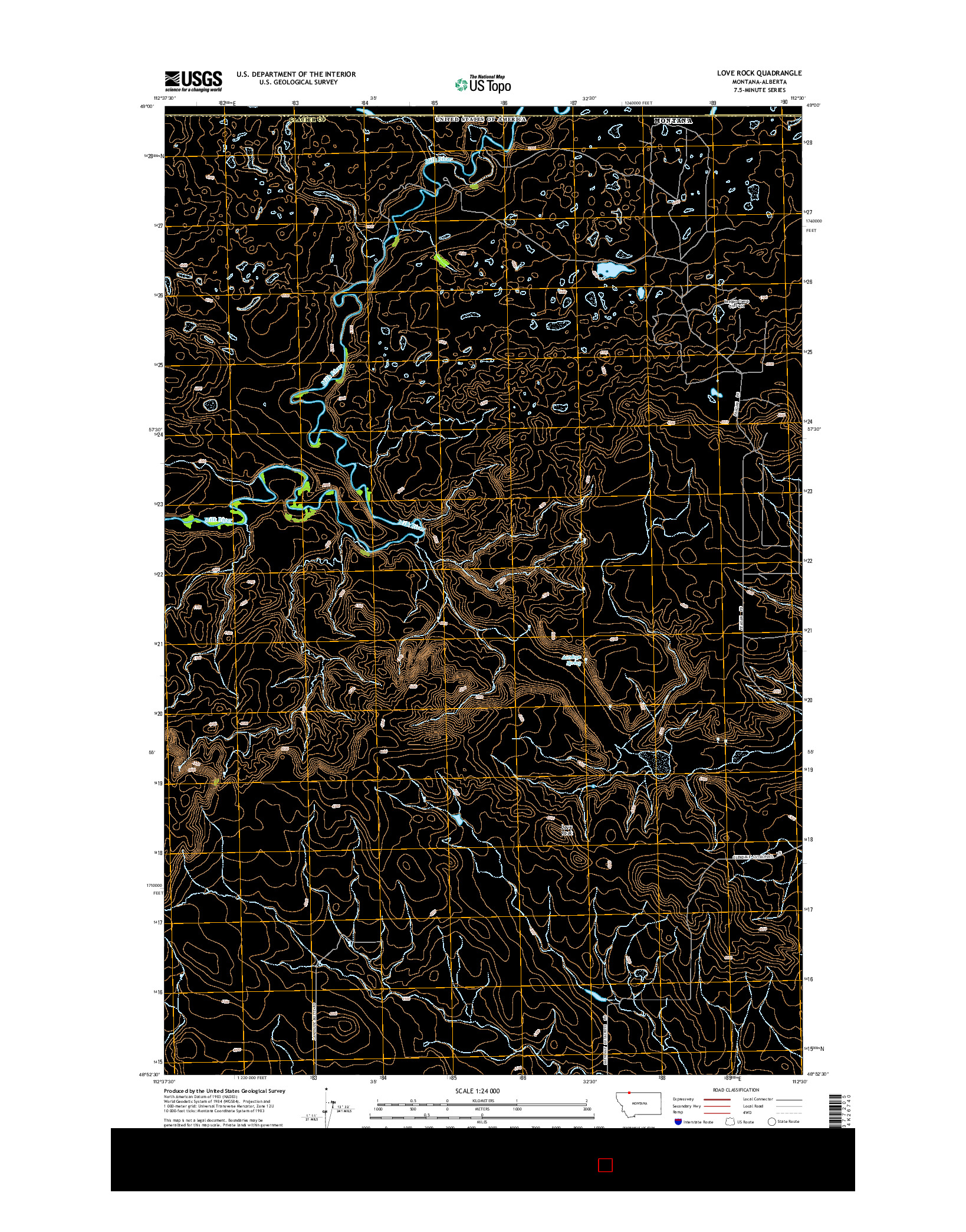 USGS US TOPO 7.5-MINUTE MAP FOR LOVE ROCK, MT-AB 2014