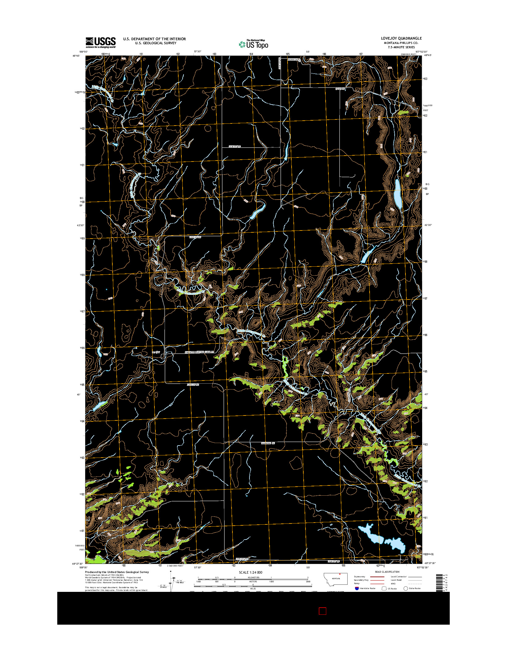 USGS US TOPO 7.5-MINUTE MAP FOR LOVEJOY, MT 2014