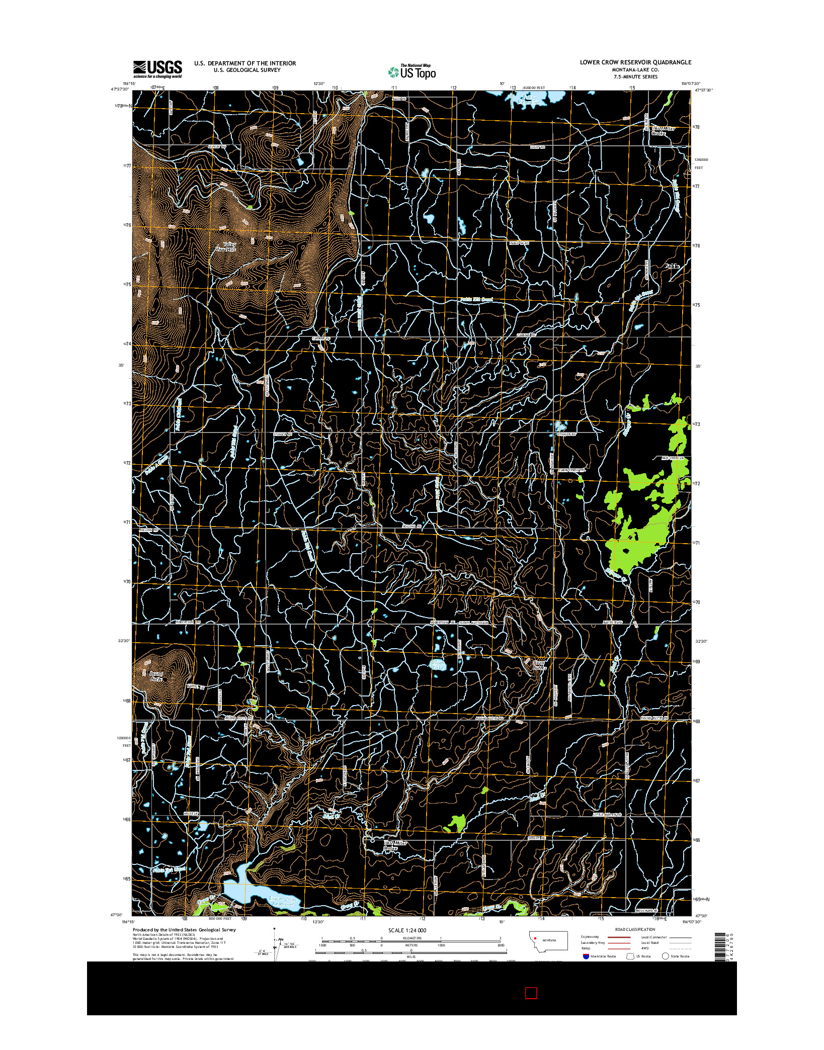 USGS US TOPO 7.5-MINUTE MAP FOR LOWER CROW RESERVOIR, MT 2014